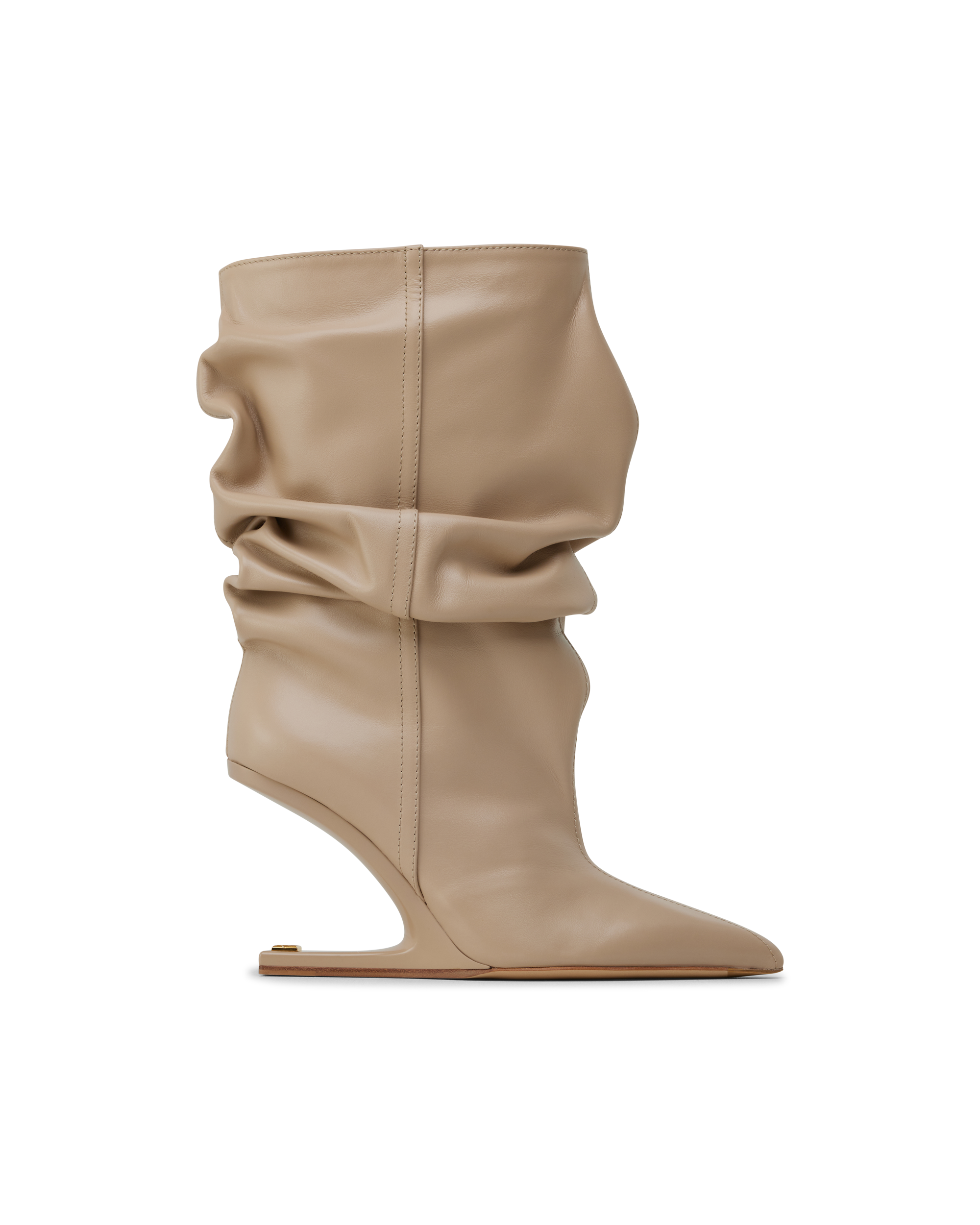 No Wedge Smooth Leather Ankle Boots