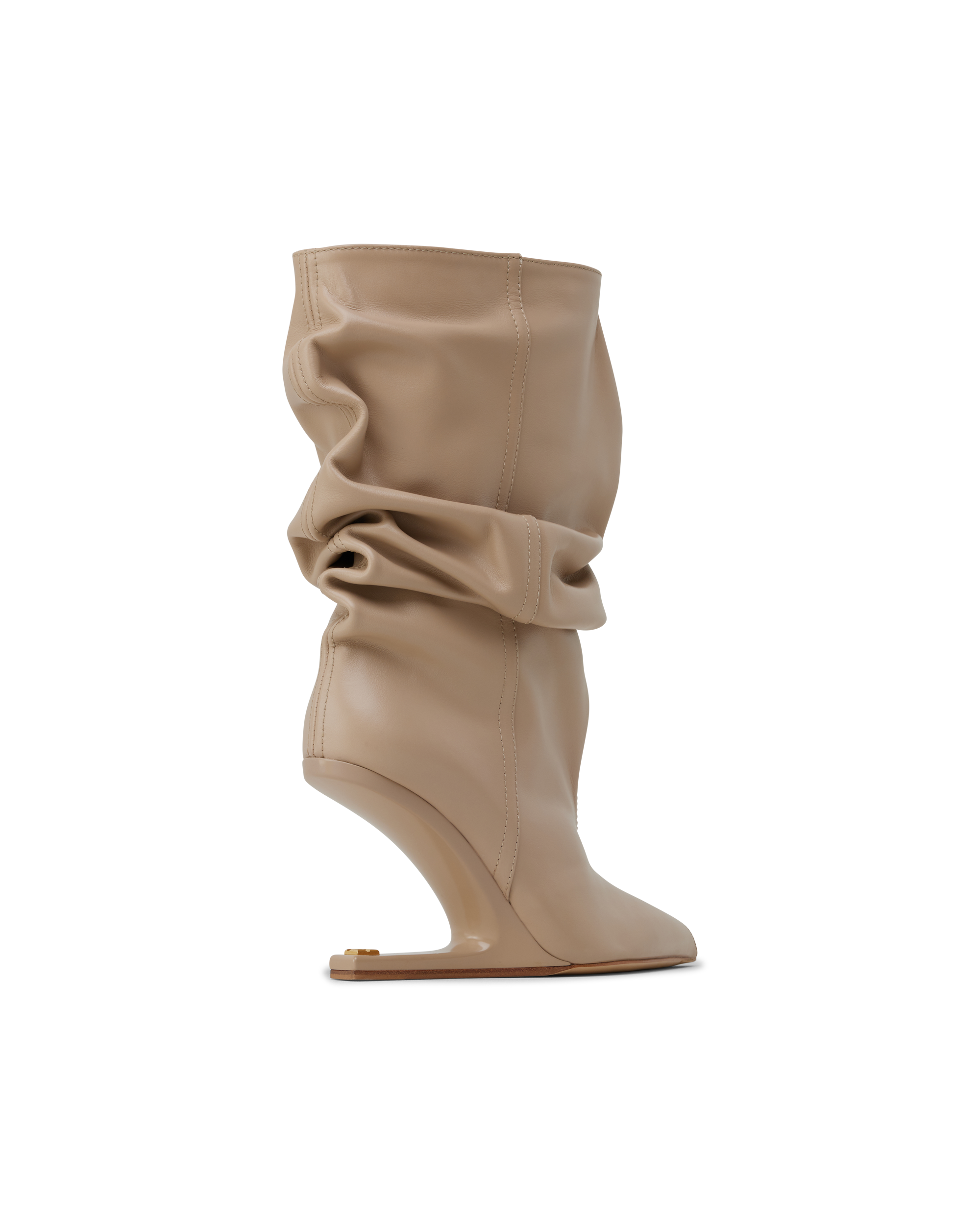No Wedge Smooth Leather Ankle Boots