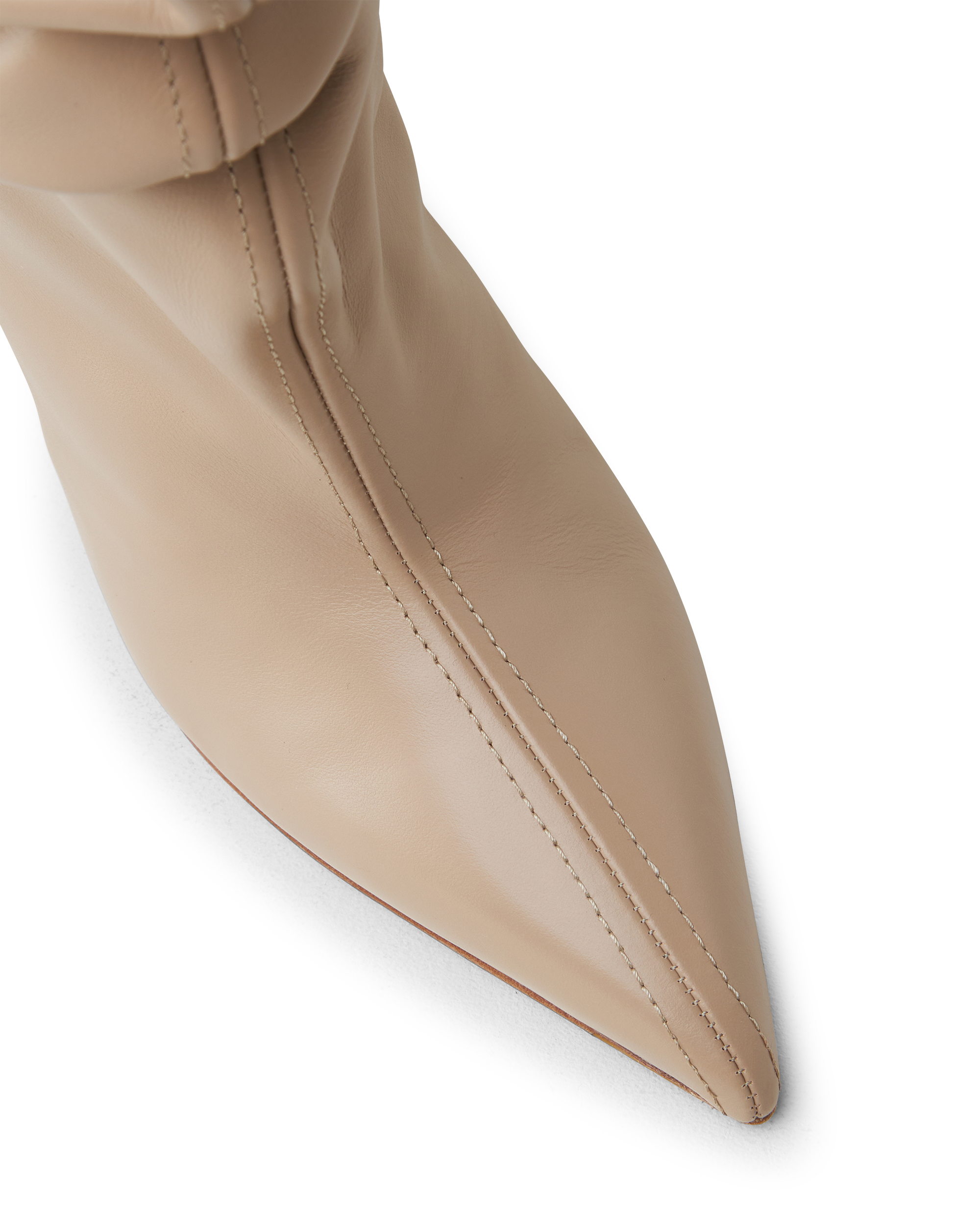 No Wedge Smooth Leather Ankle Boots