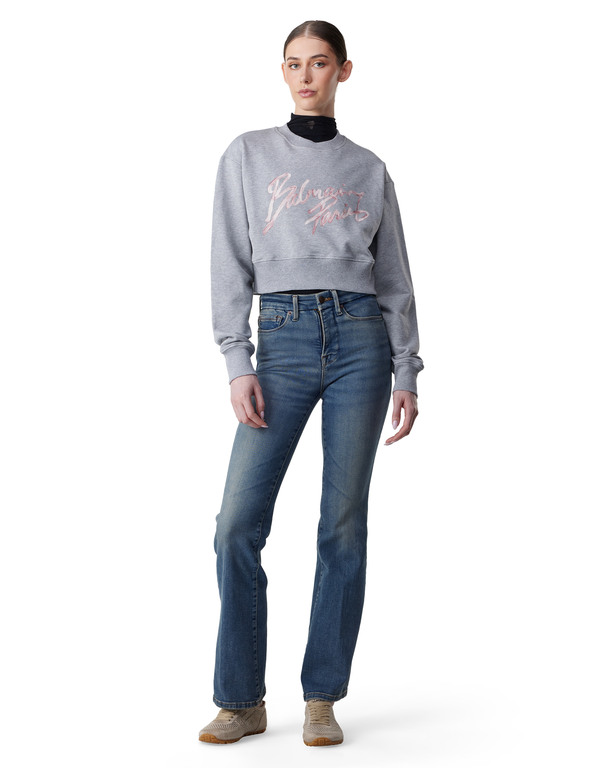 Balmain Paris Cropped Sweatshirt
