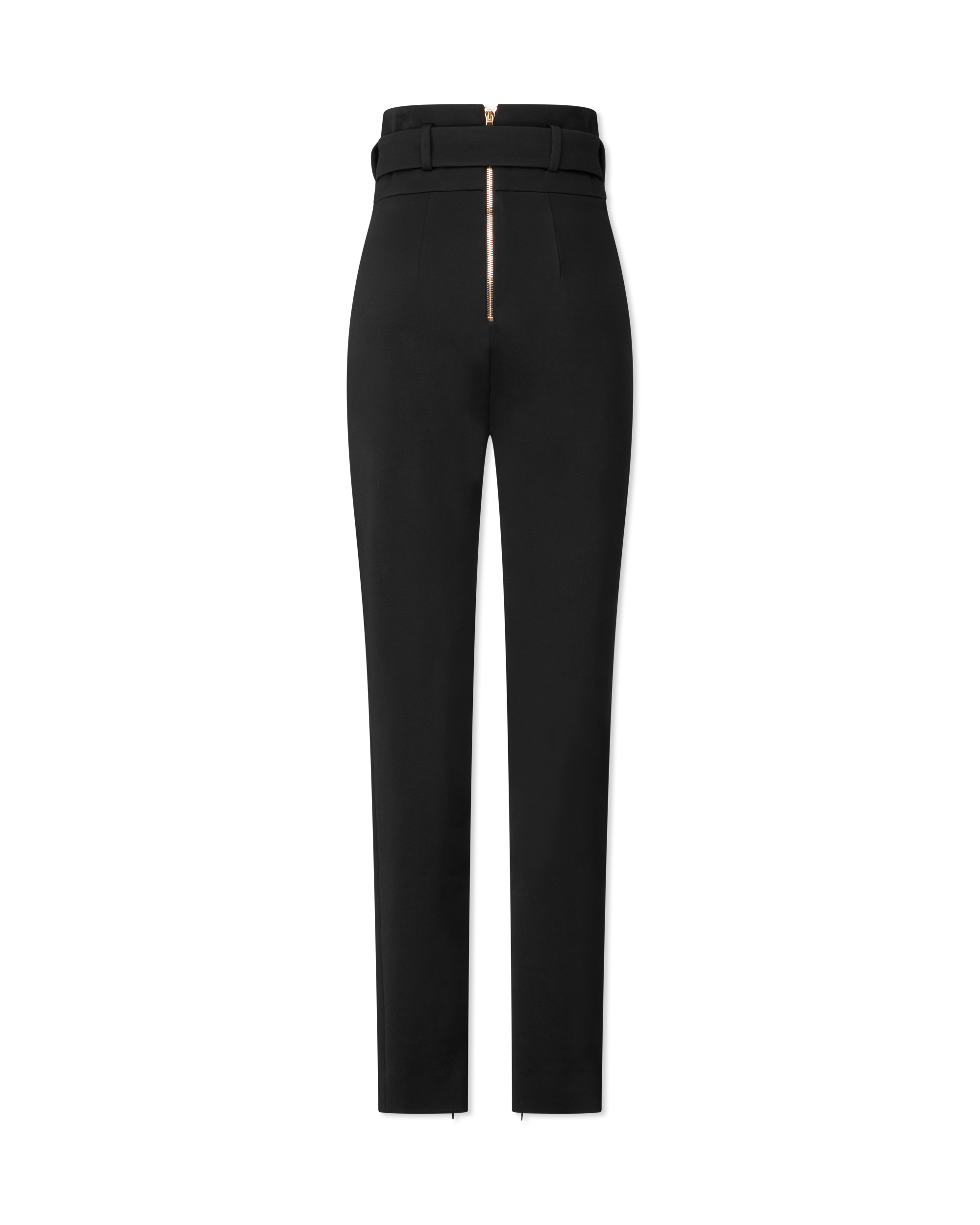 High-Waisted Belted Stretch Trousers