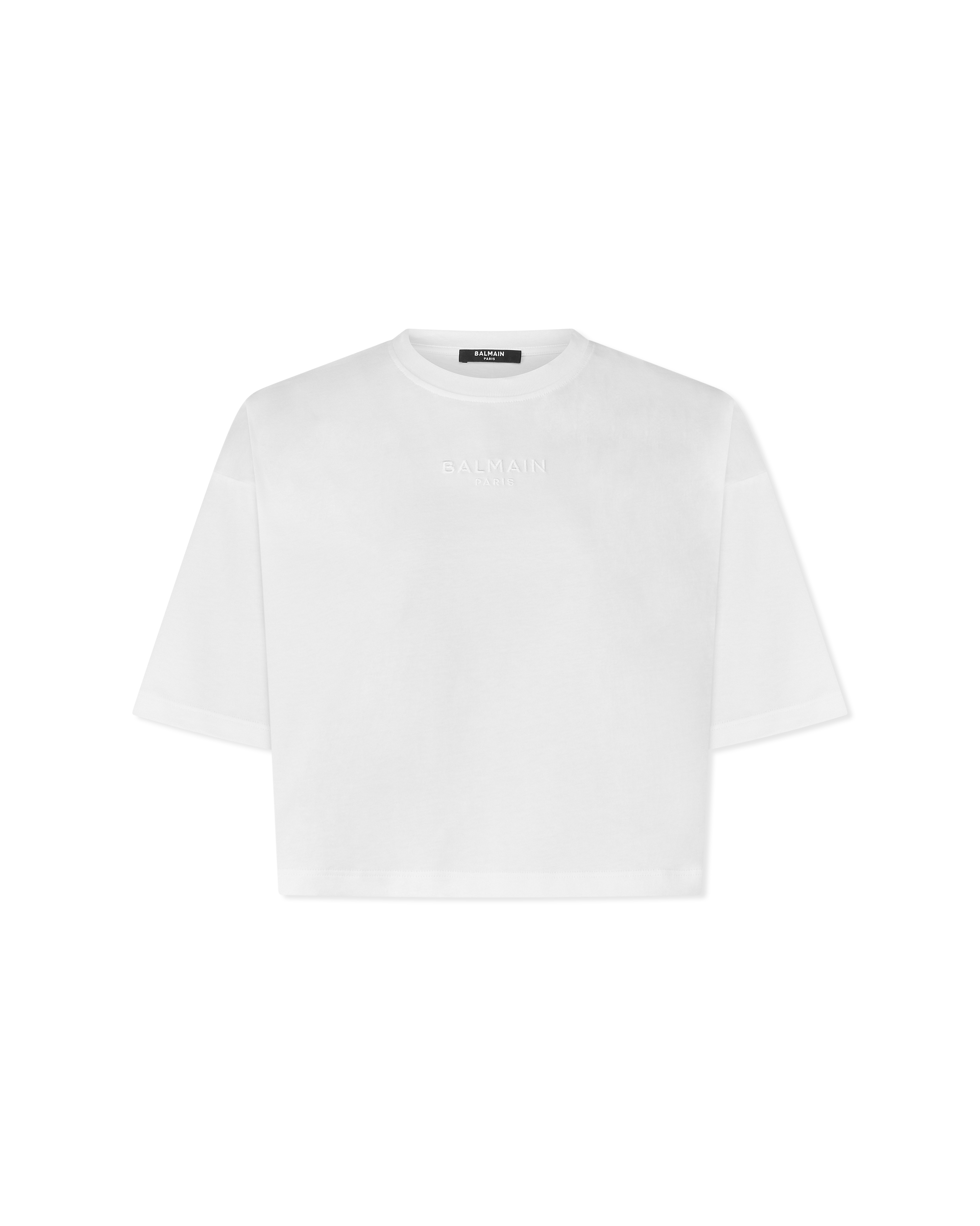 Balmain Logo Embroidered Cropped T-Shirt