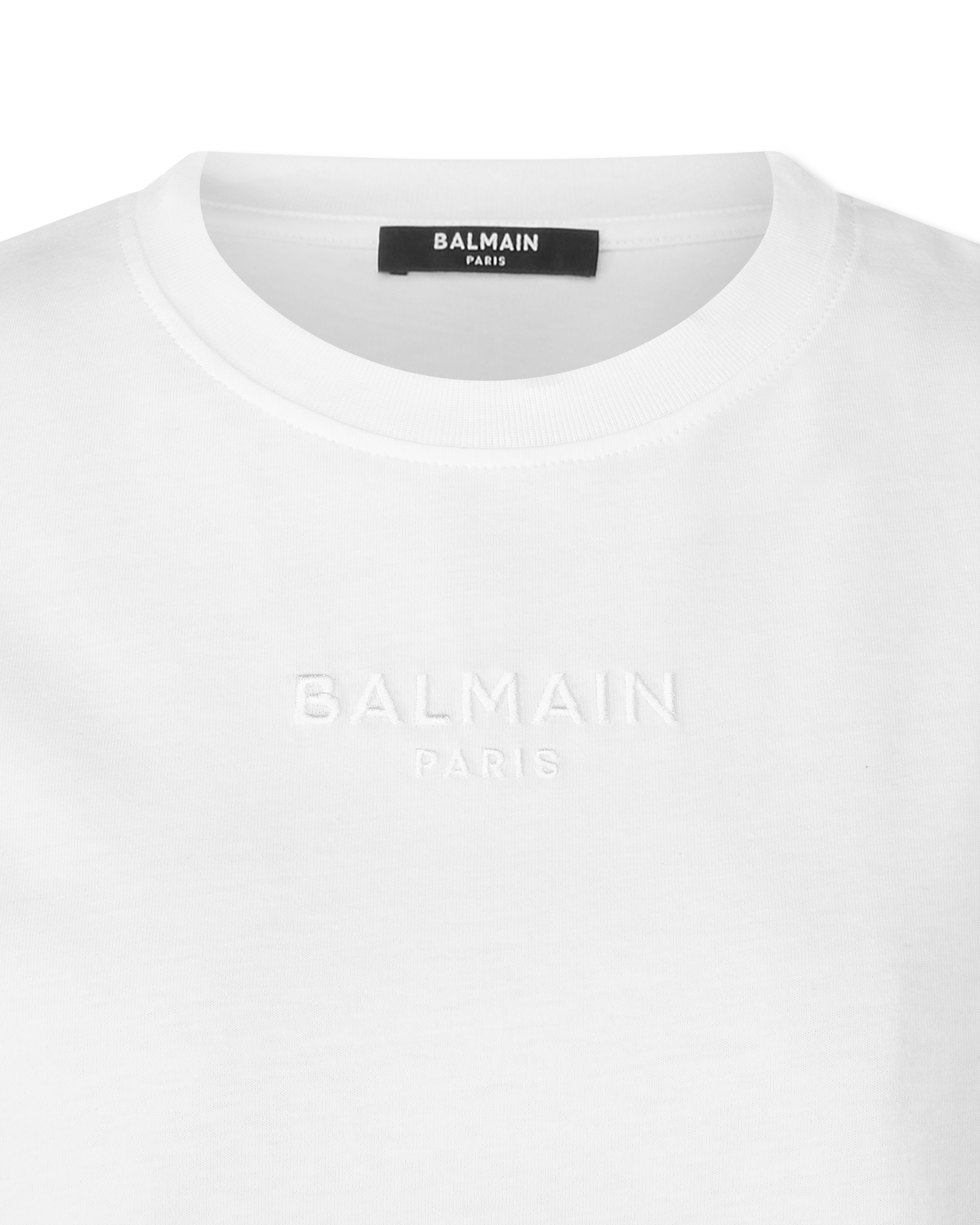 Balmain Logo Embroidered Cropped T-Shirt