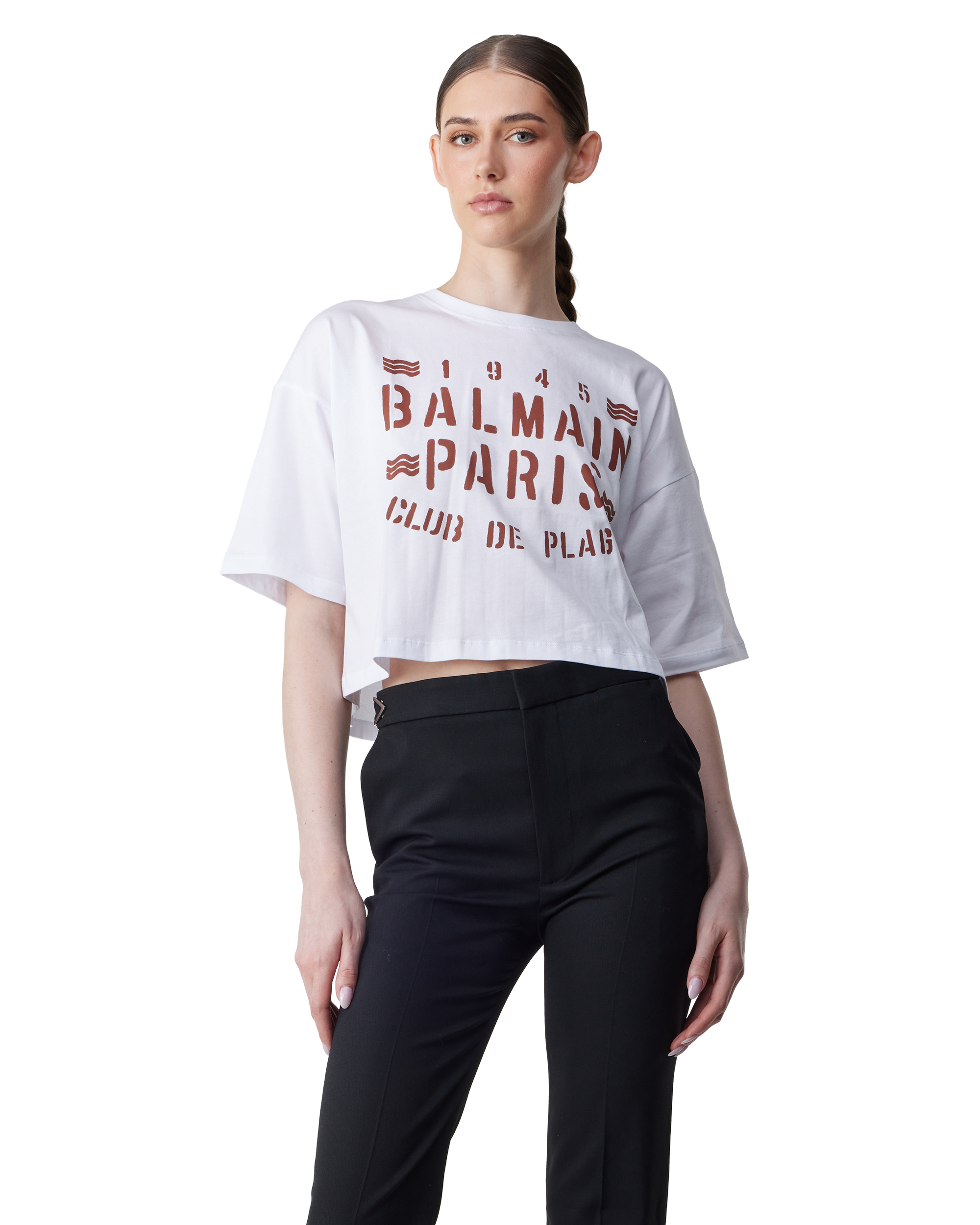 Balmain Plage Cropped T-Shirt