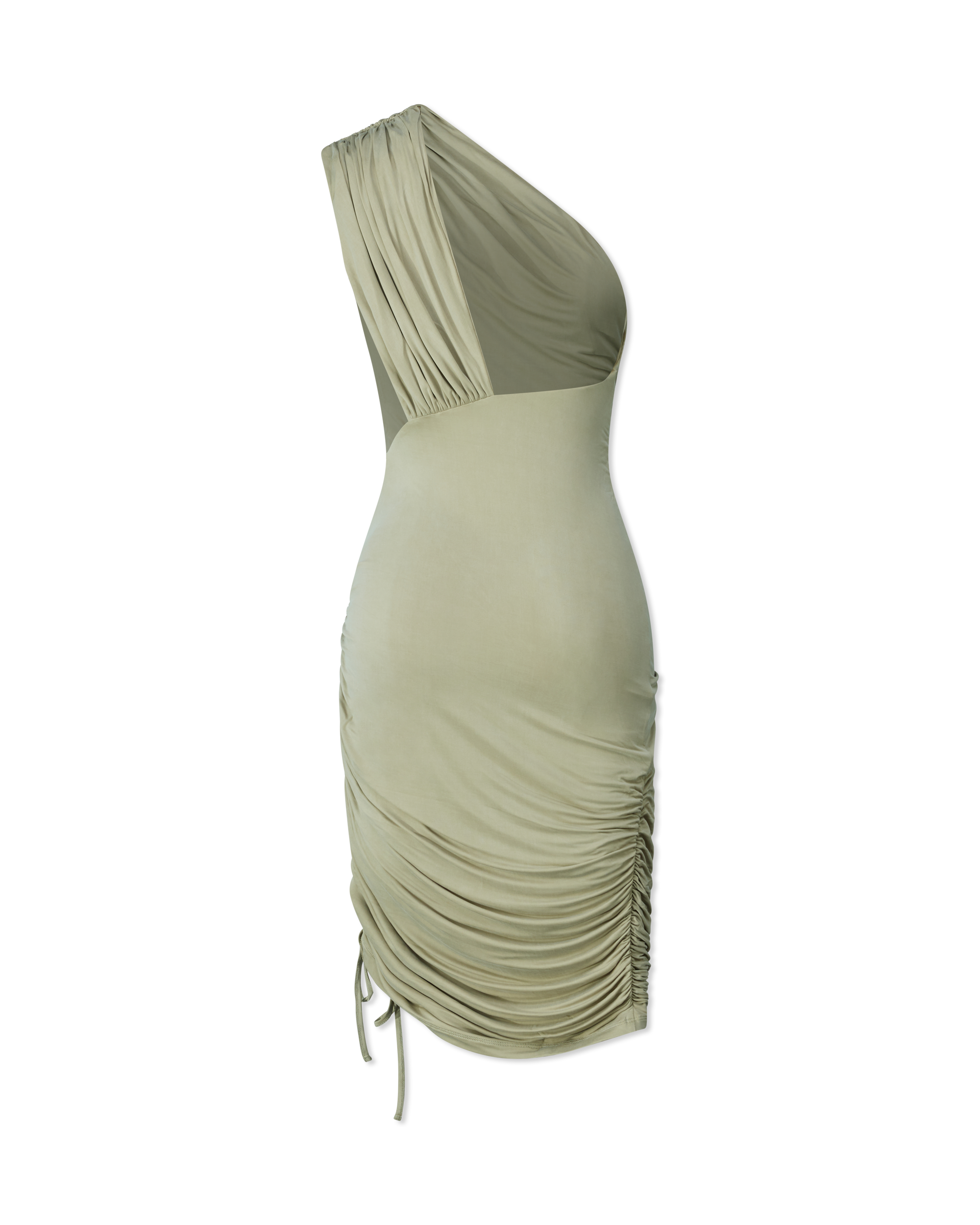 One Shoulder Draped Mini Dress