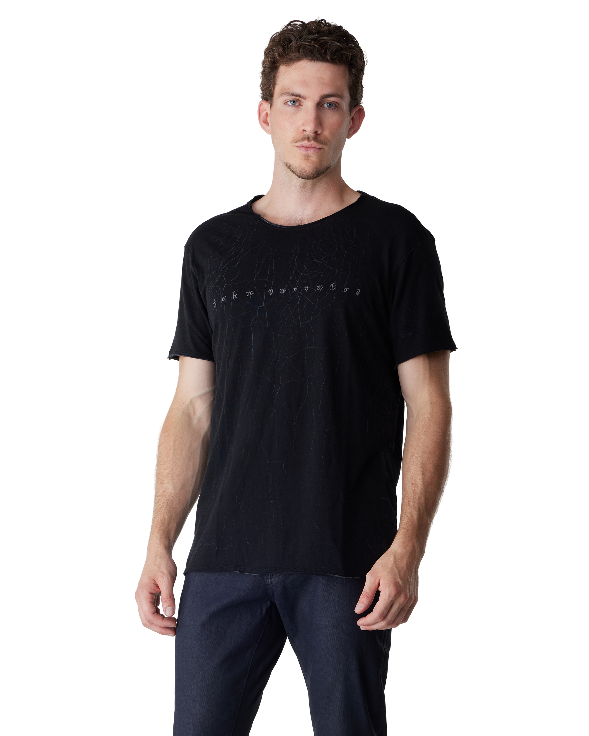 Black Organic Cotton Dark Crackle Tee by John Varvatos | DIHSAN