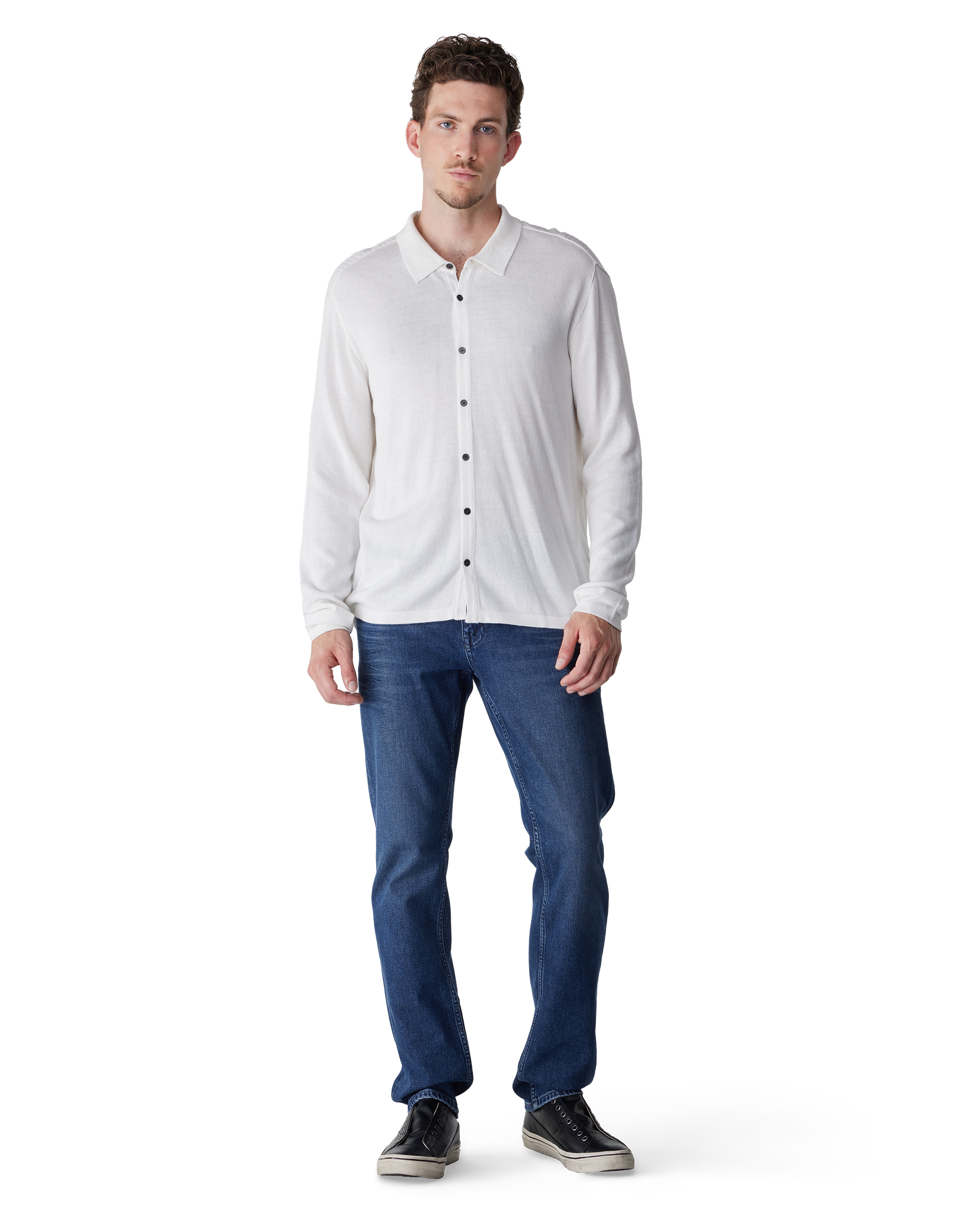 White Organic Cotton Sorrenti Sweater Shirt by John Varvatos | DIHSAN