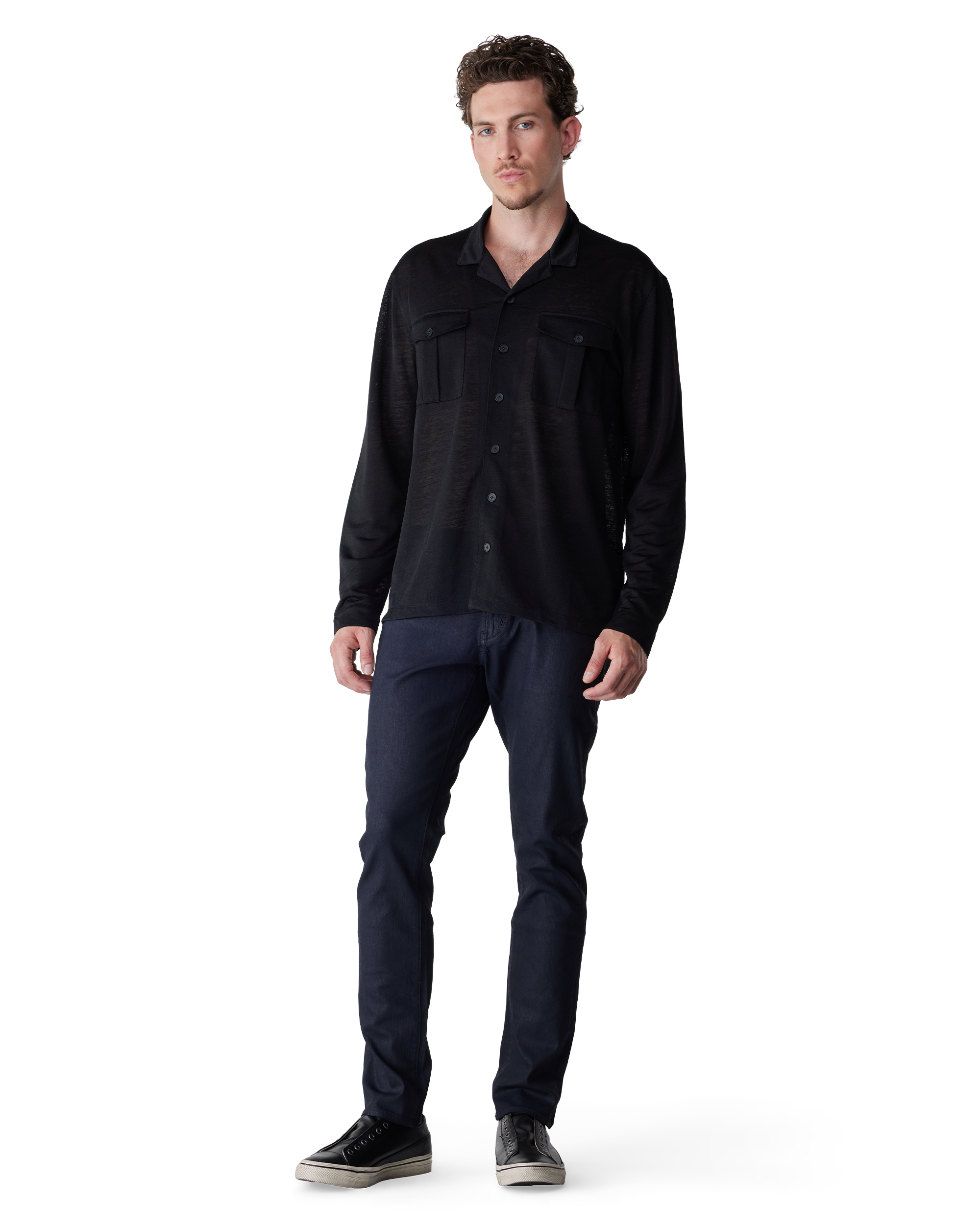Black Polyester Sintra Military Shirt by John Varvatos | DIHSAN