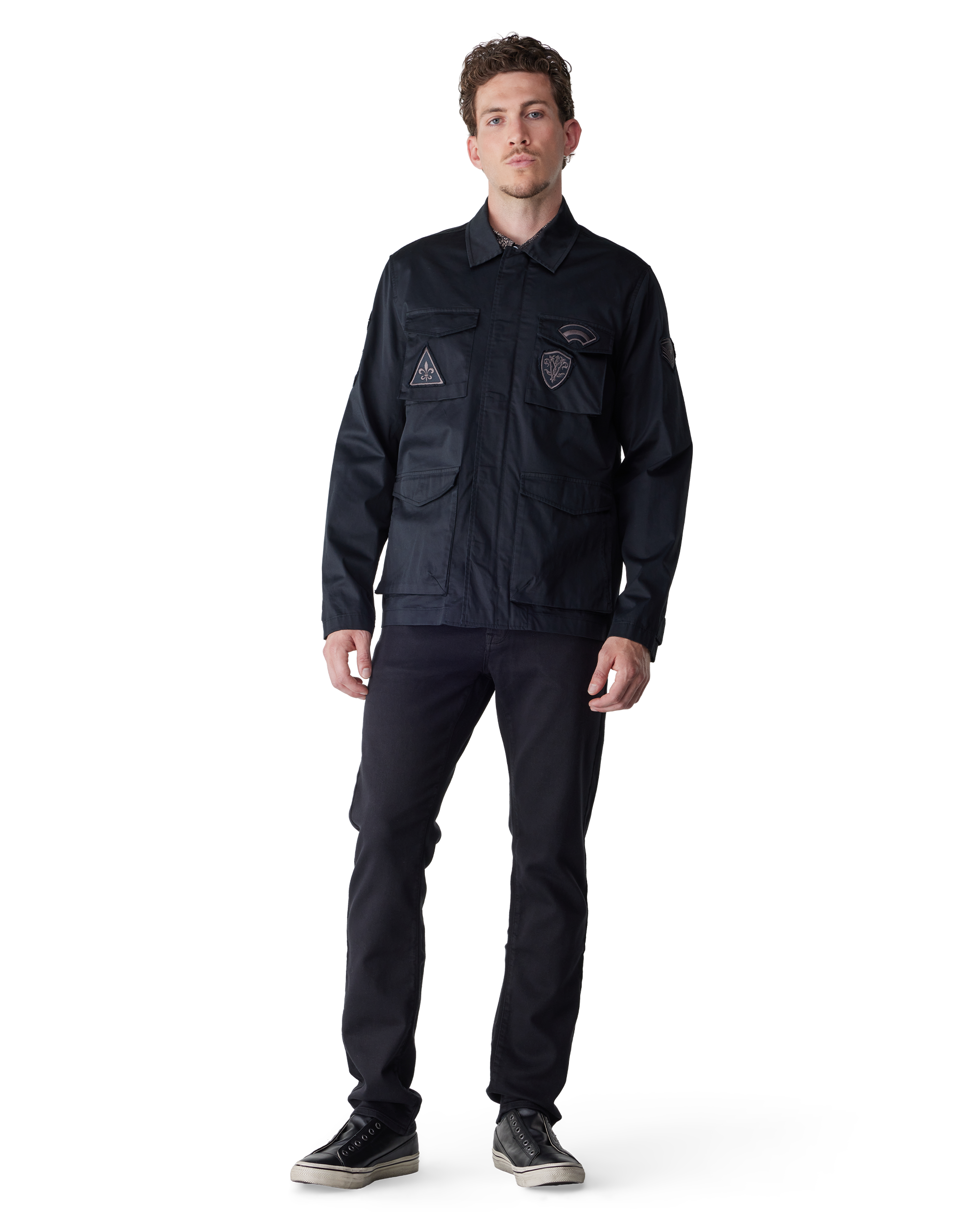Black Cotton Blend Kade Military Jacket by John Varvatos | DIHSAN