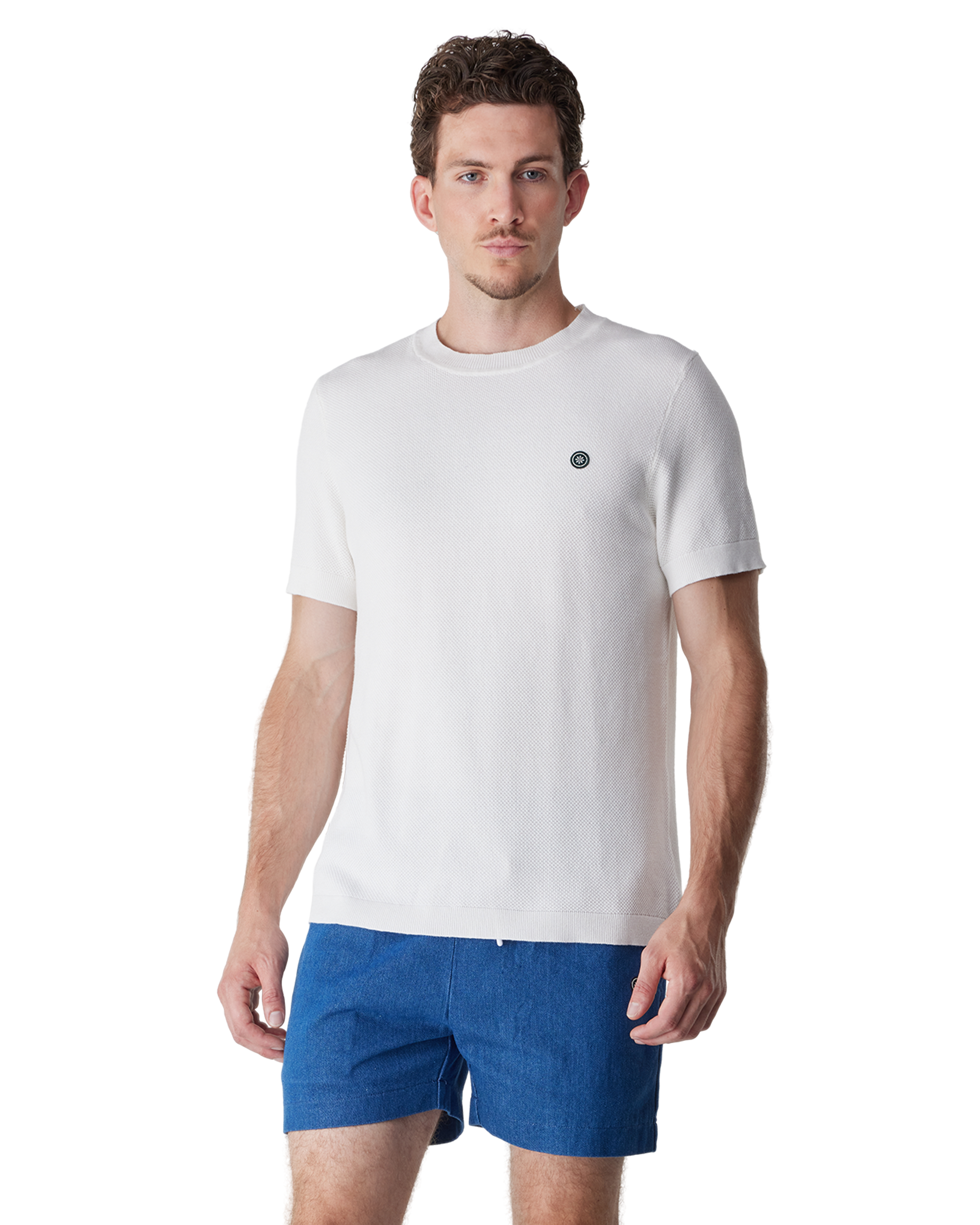 White Cotton Blend Knit Tee by Champlain | DIHSAN