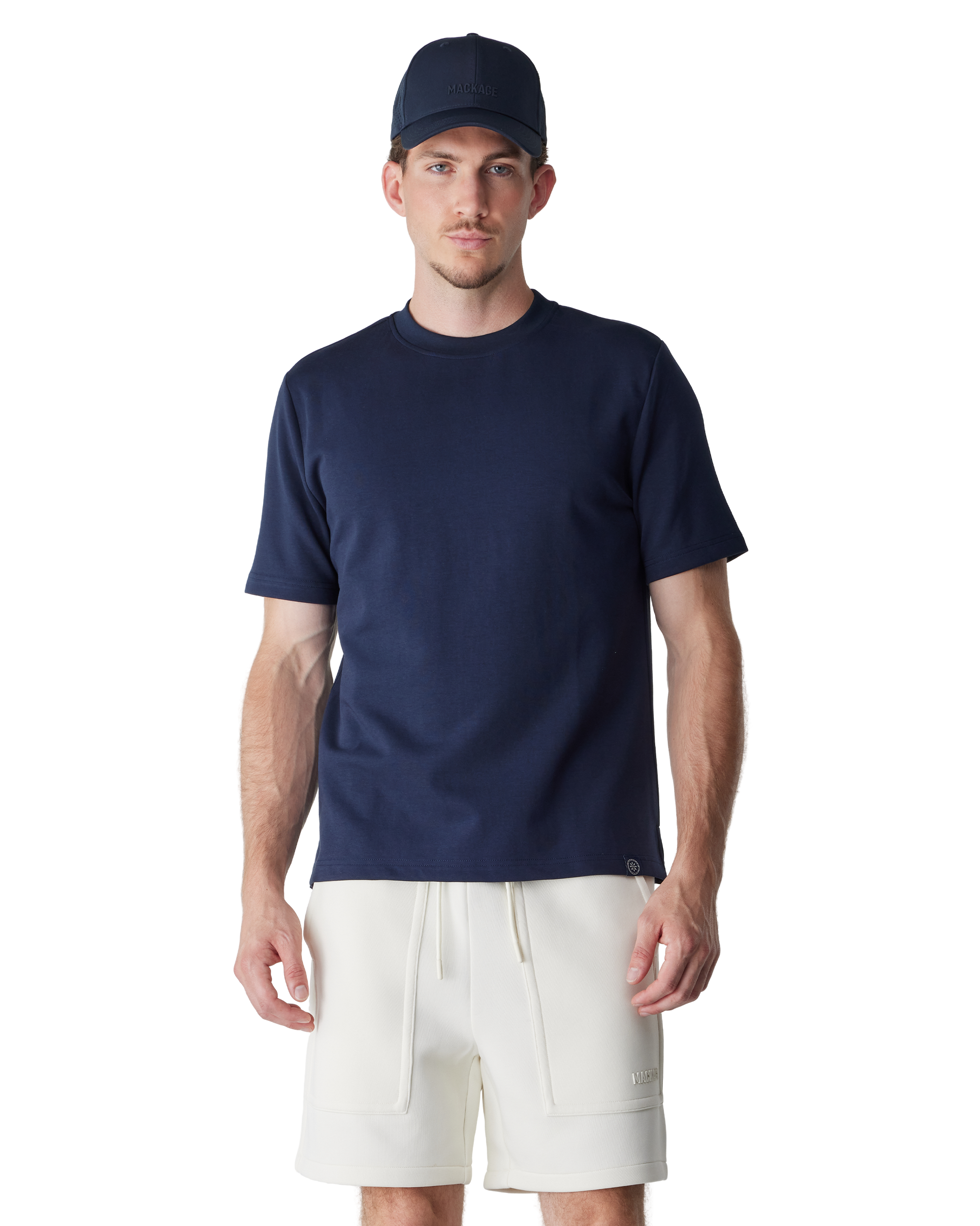 Navy Cotton Blend Basic Tee by Champlain | DIHSAN