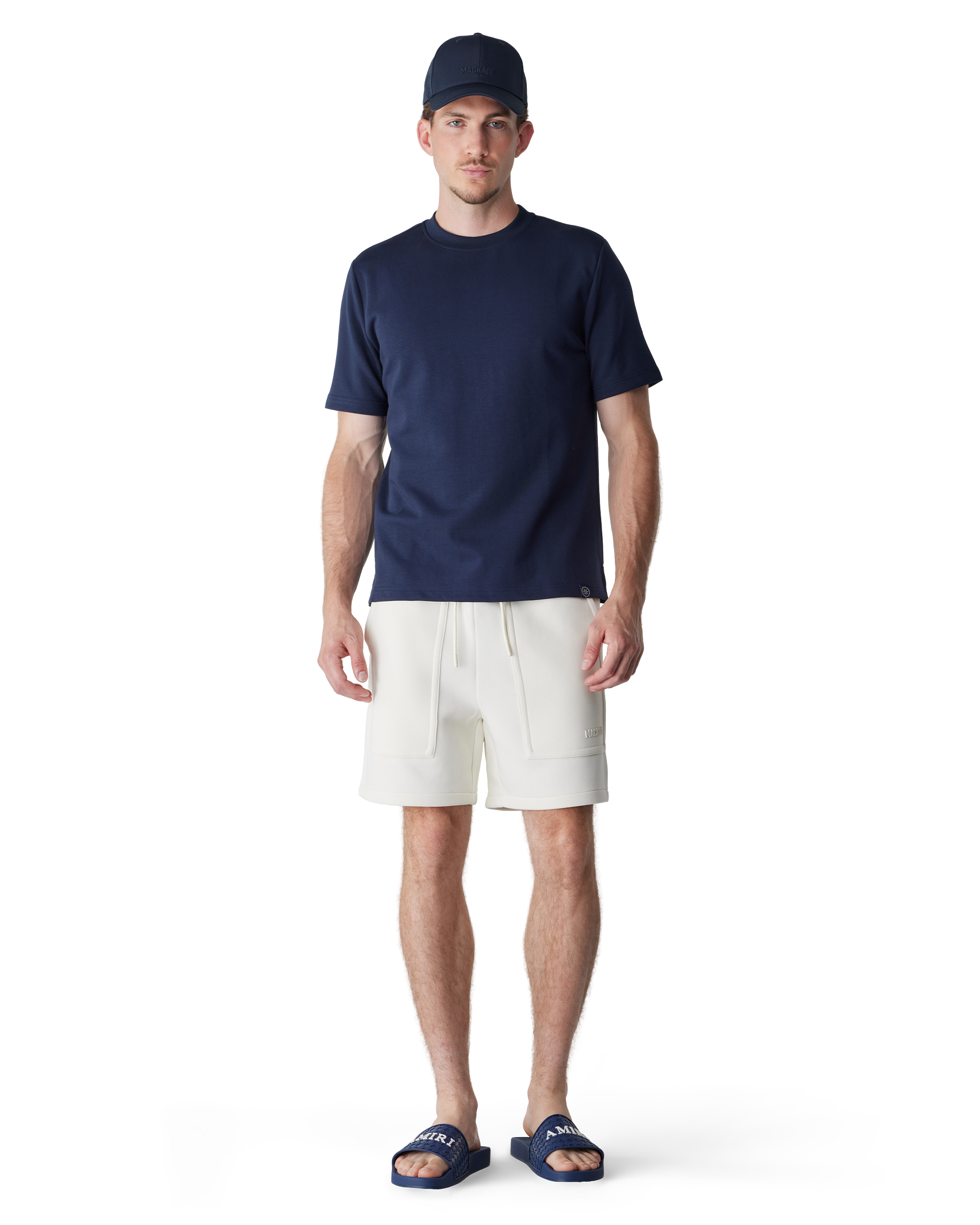 Navy Cotton Blend Basic Tee by Champlain | DIHSAN