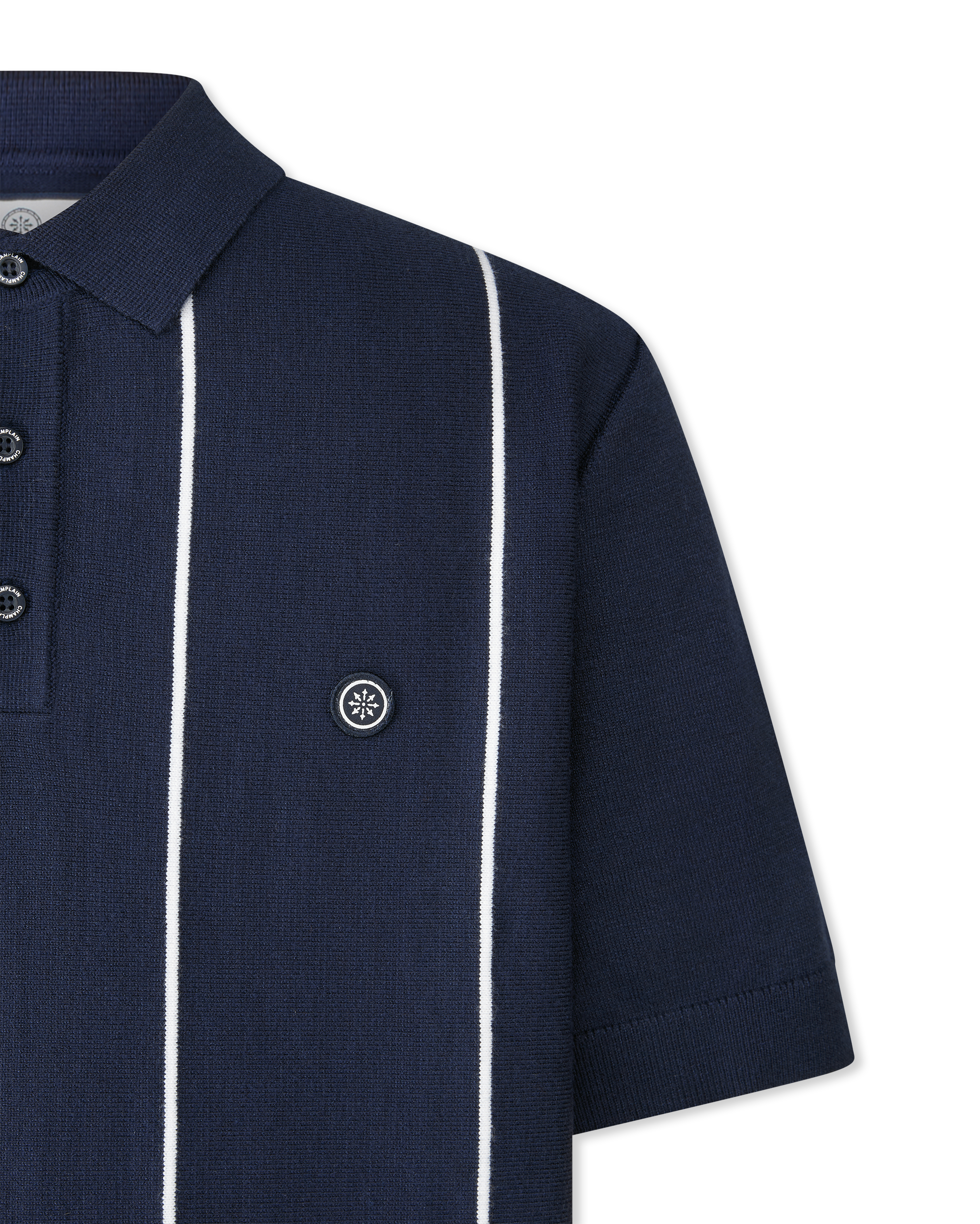 Vertical Stripe Knit Polo