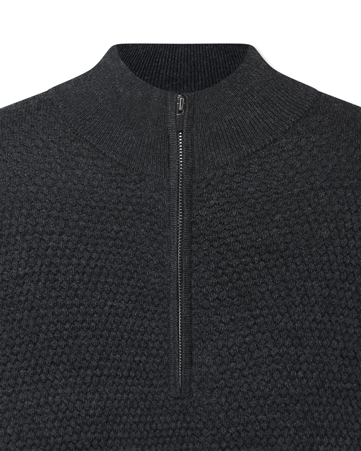 Bubble Stitch Merino Wool 1/4 Zip Mock Sweater