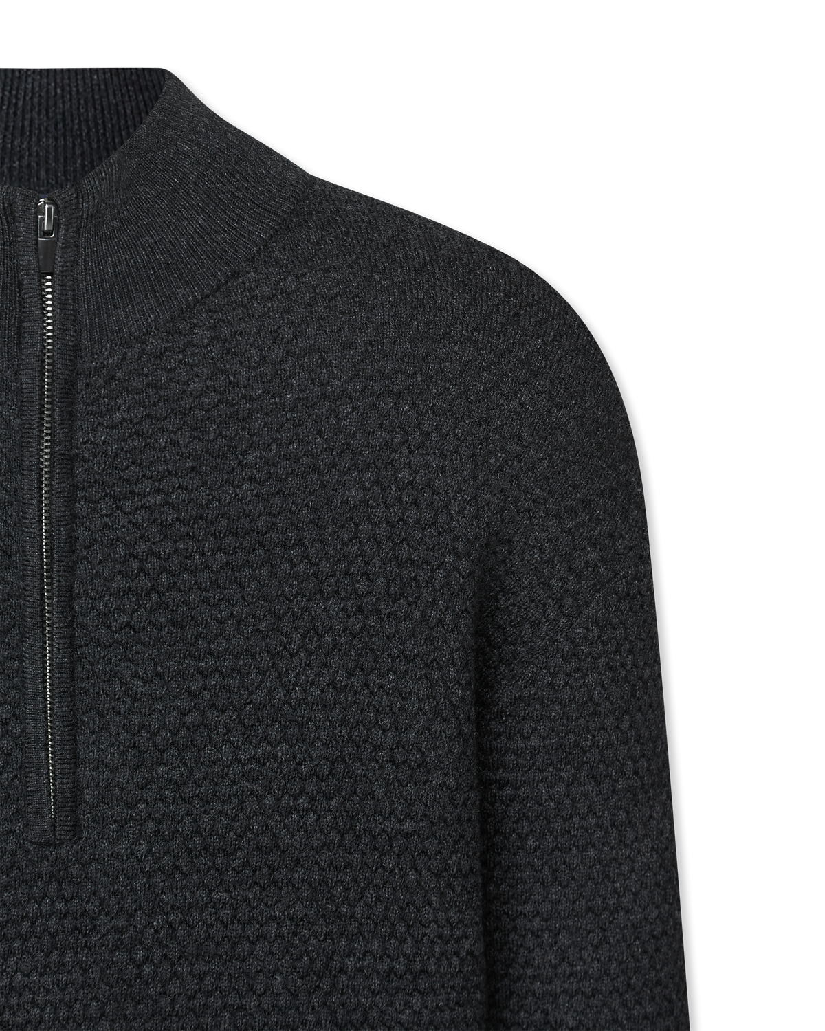 Bubble Stitch Merino Wool 1/4 Zip Mock Sweater