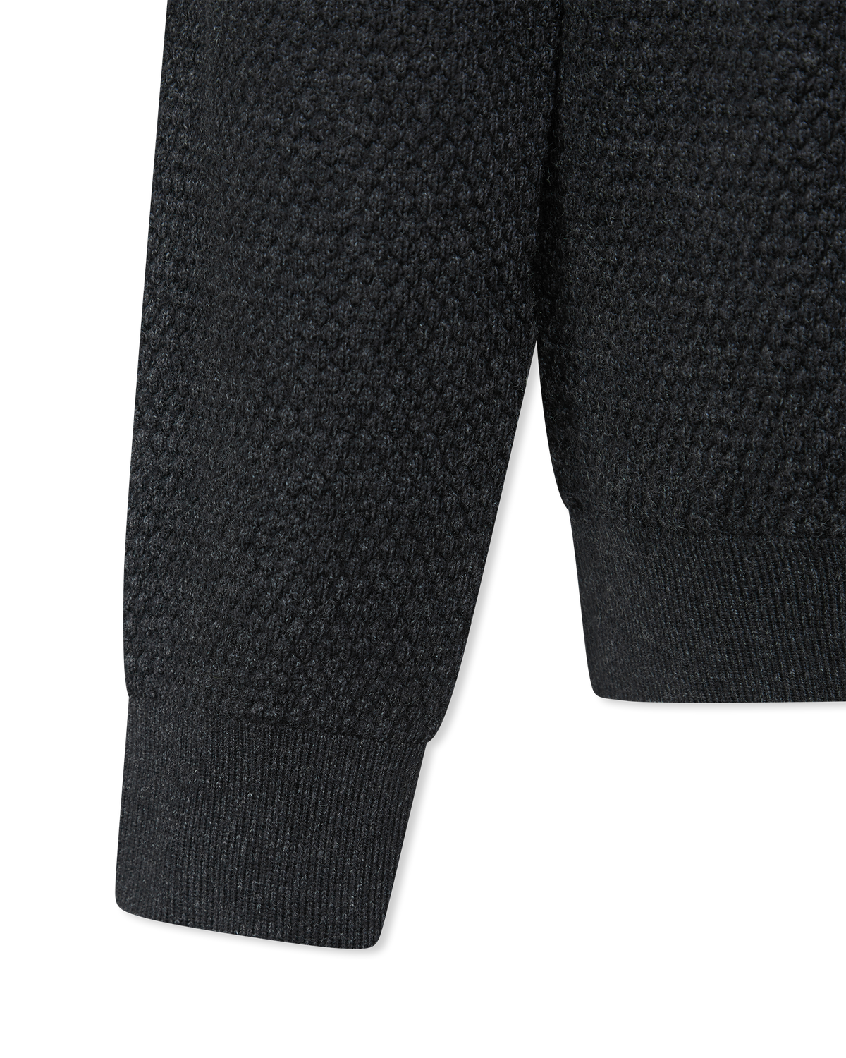 Bubble Stitch Merino Wool 1/4 Zip Mock Sweater