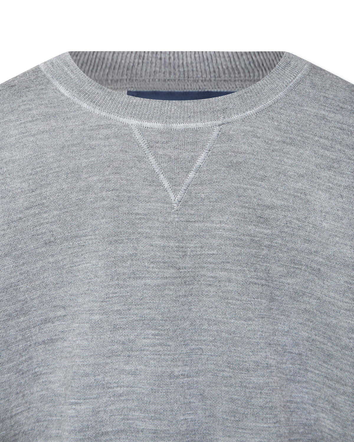 Double Face V-Insert Merino Wool Crewneck
