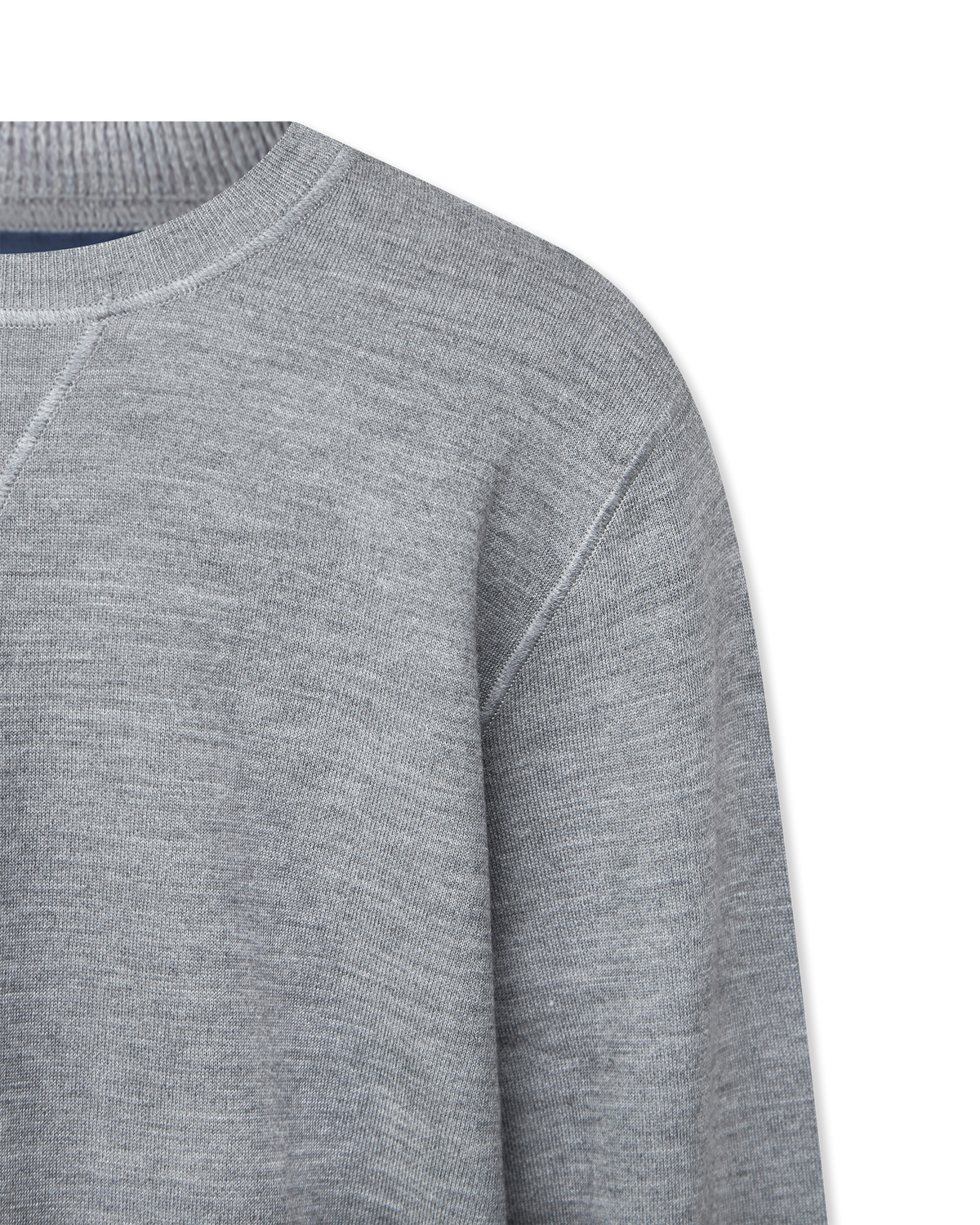 Double Face V-Insert Merino Wool Crewneck