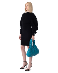 Shetland Double Face Puff Sleeve Knit Dress