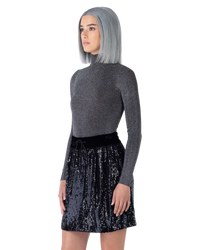 Metallic Lurex Ribbed Turtleneck