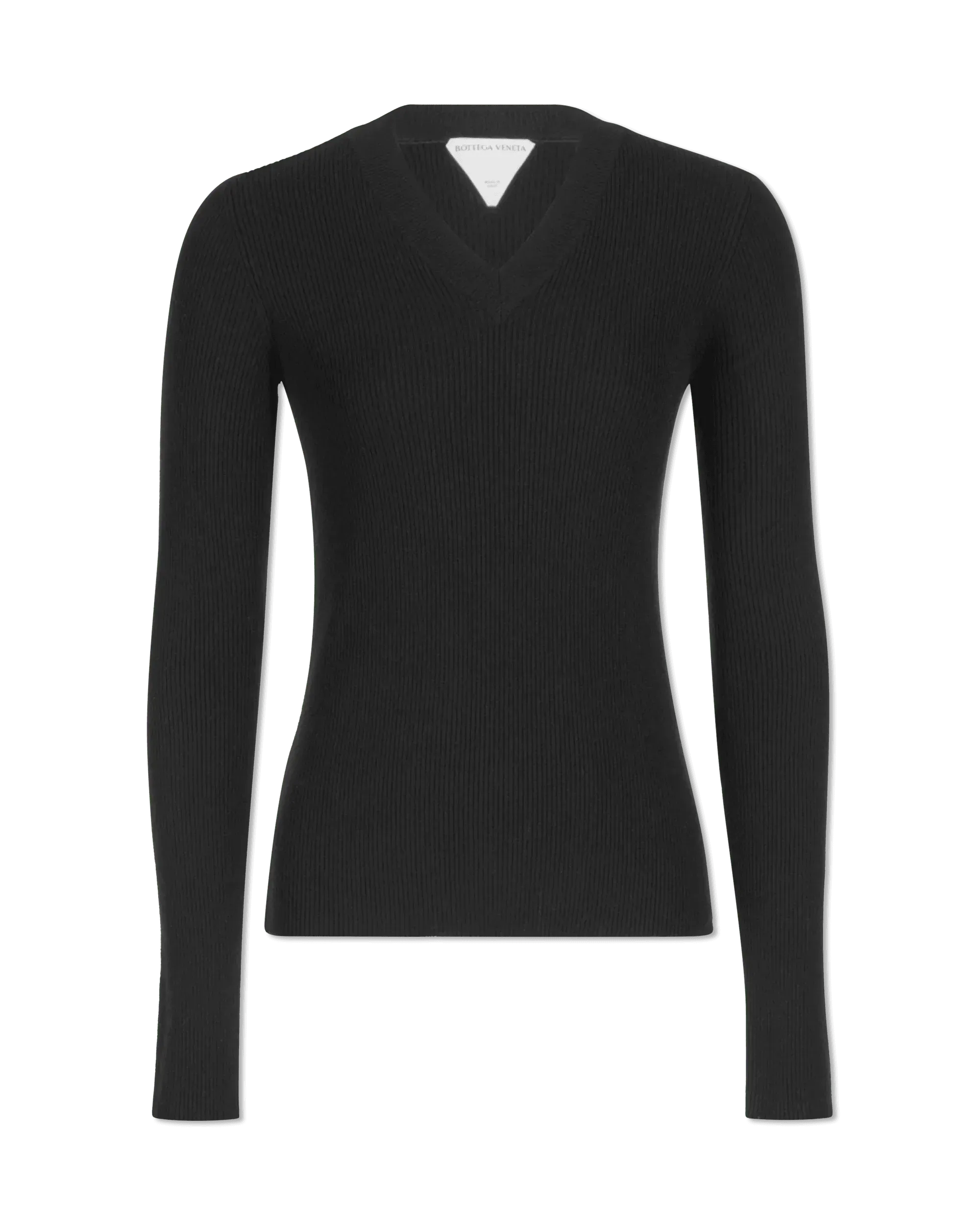 Lightweight Wool Ribbed V-Neck Sweater - DIHSAN