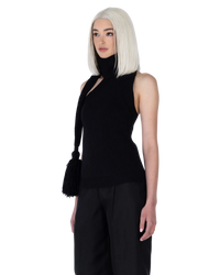 Double Shetland Knit Sleeveless Scarf Top