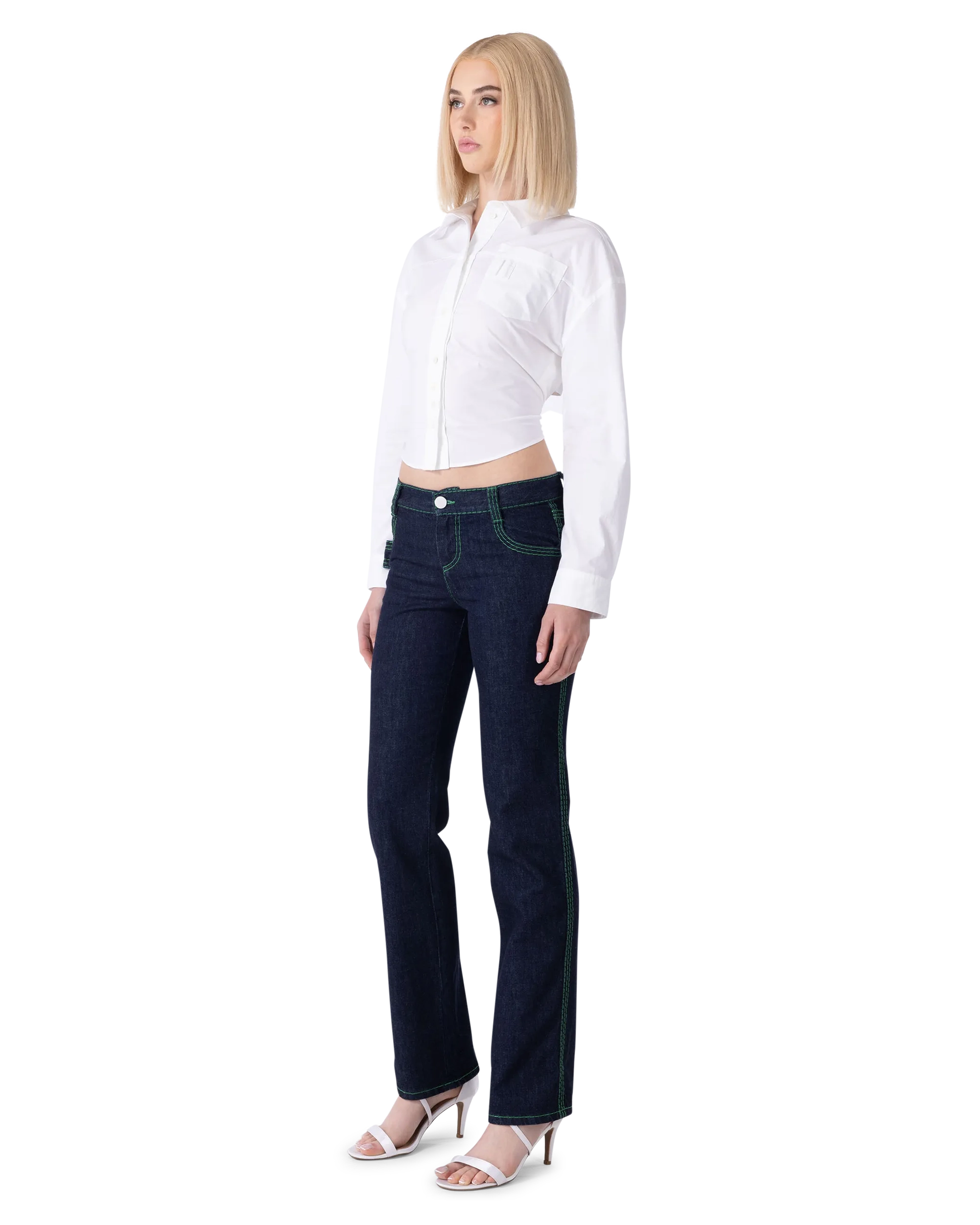 Embroidered 3-Stitch Denim Pants