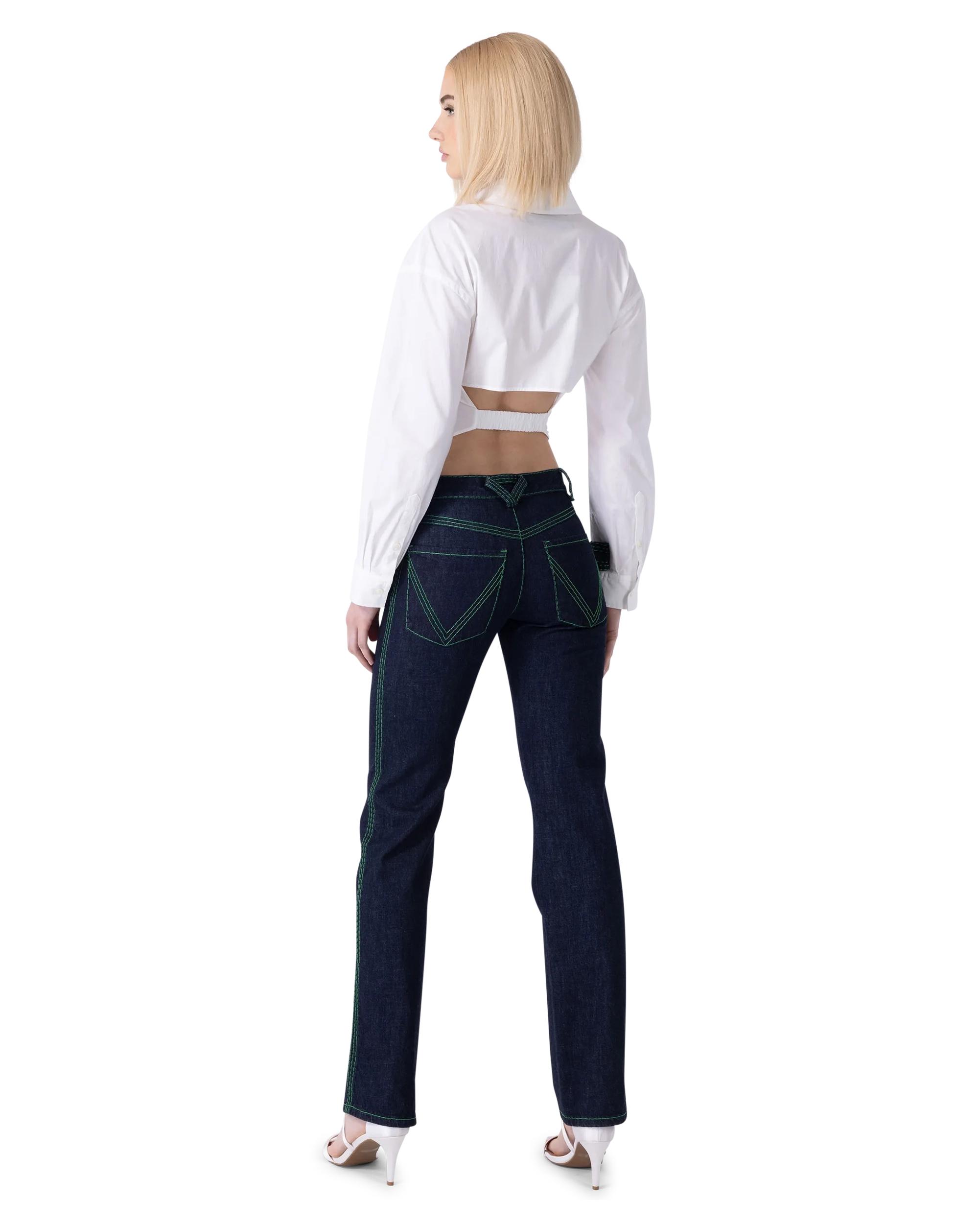 Embroidered 3-Stitch Denim Pants