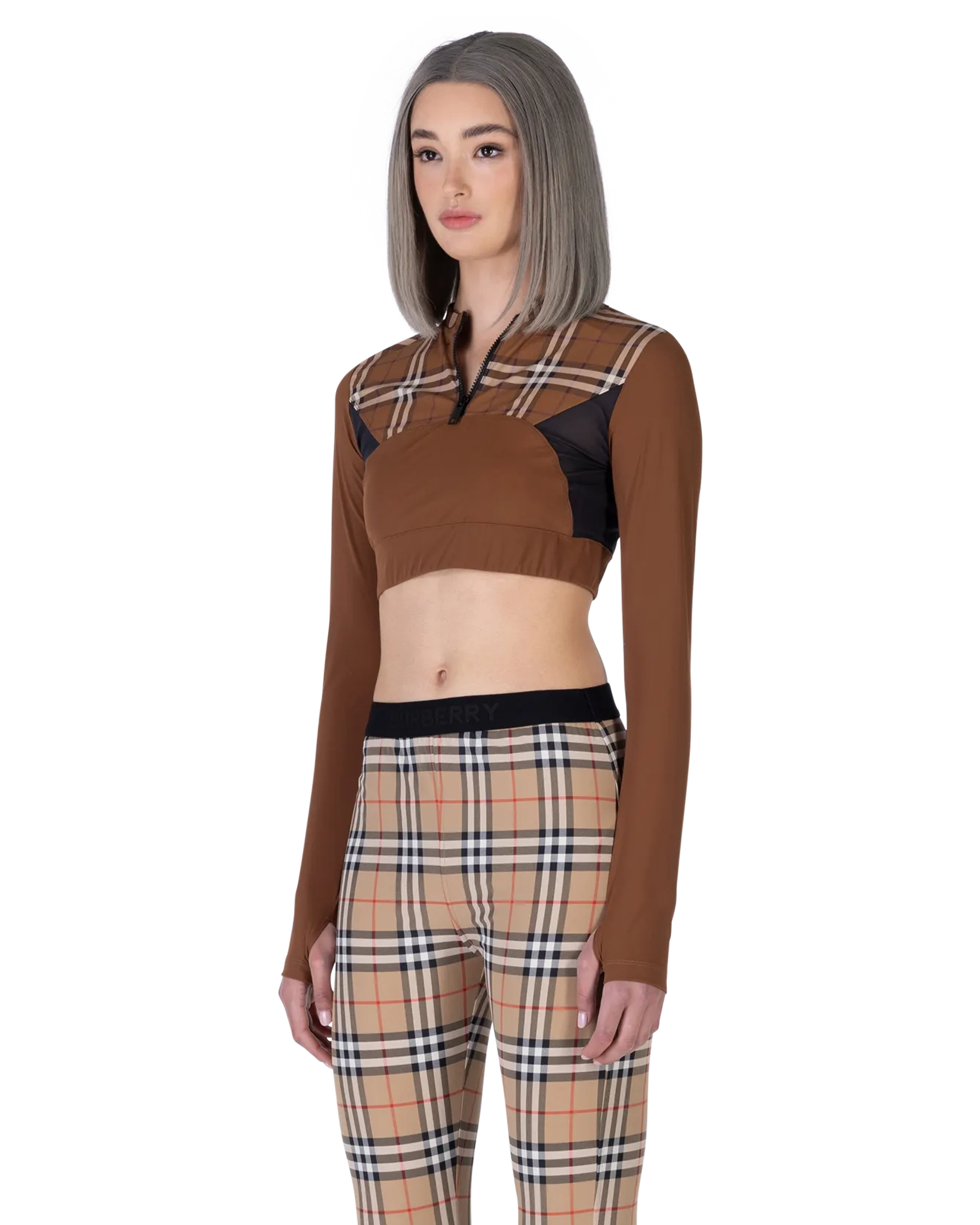 Everley Check Athlete Leisure Long Sleeve Top