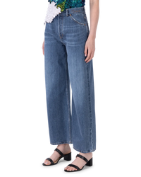 Logo Embroidered Wide Leg Jeans