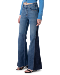 Distressed Hem Flared Leg Jeans