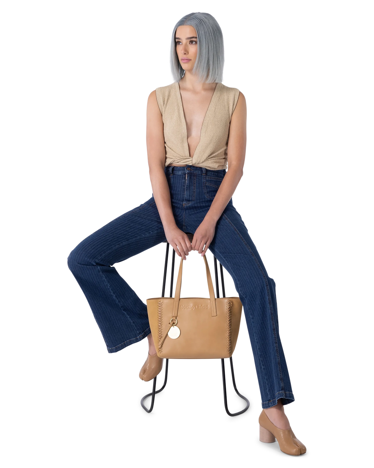 Front-Tie Sleeveless Knit Top