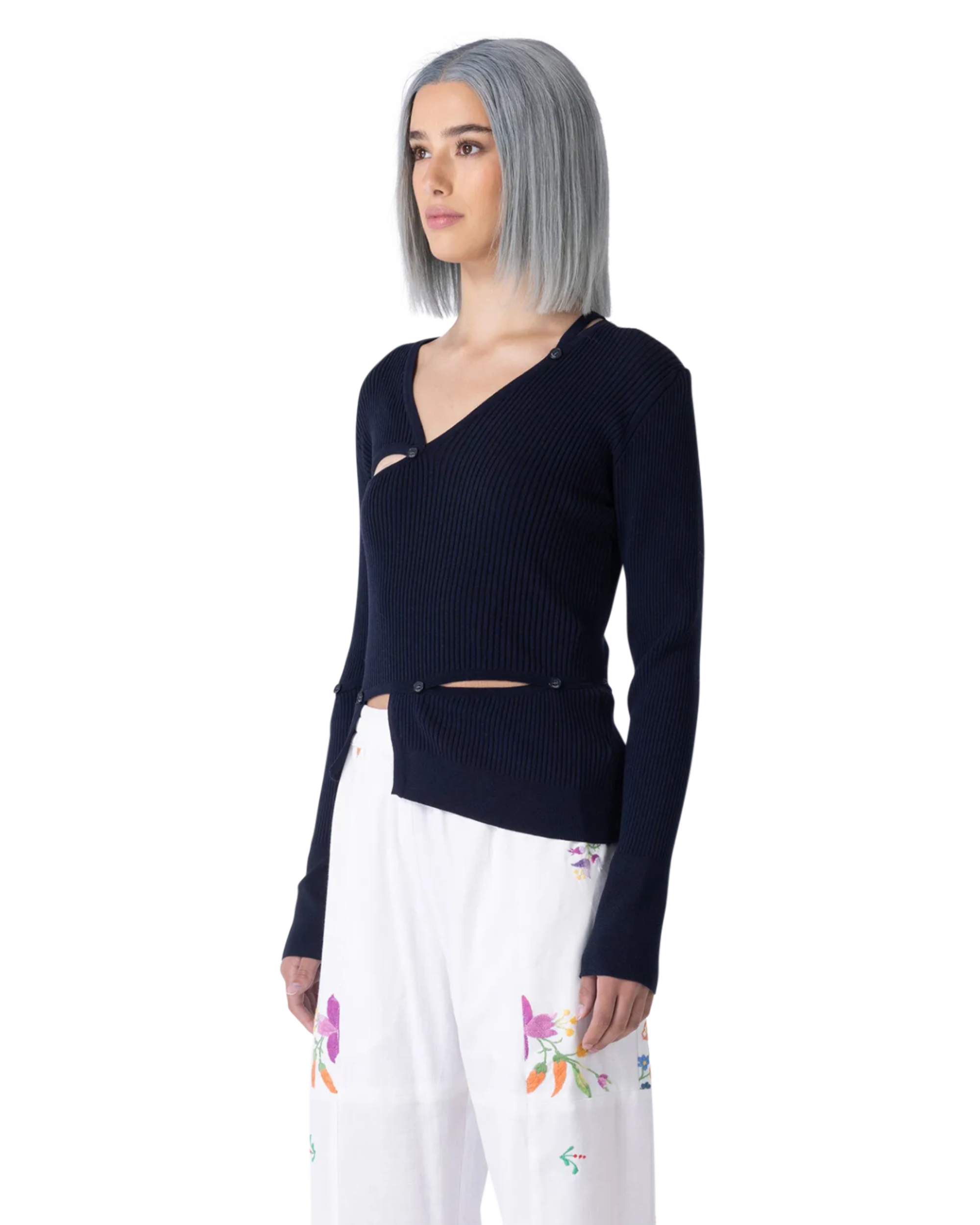 Tordu Cut-Out Ribbed Sweater