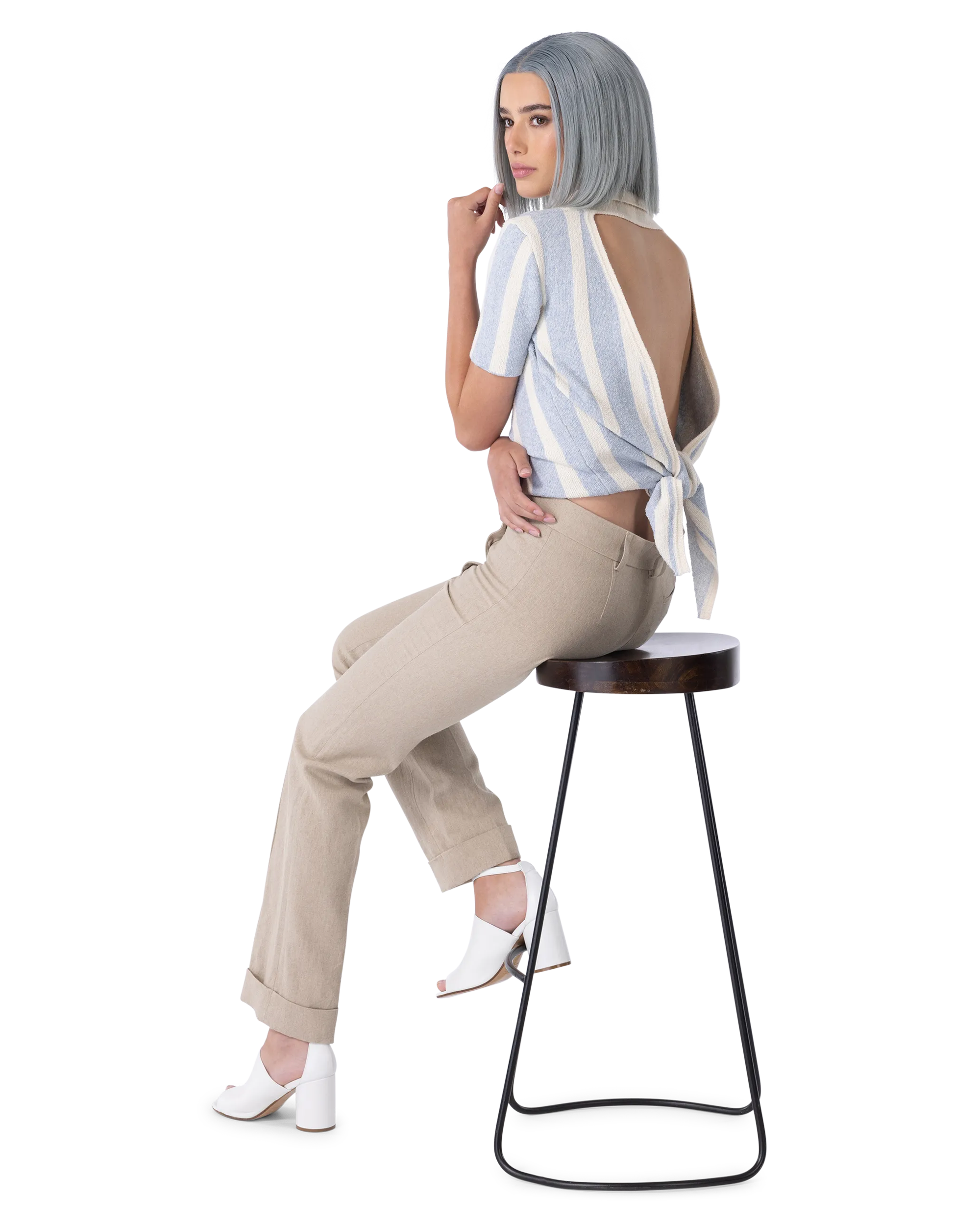 Beige Linen Fresa Straight Leg Cuff Hem Pants by Jacquemus | DIHSAN