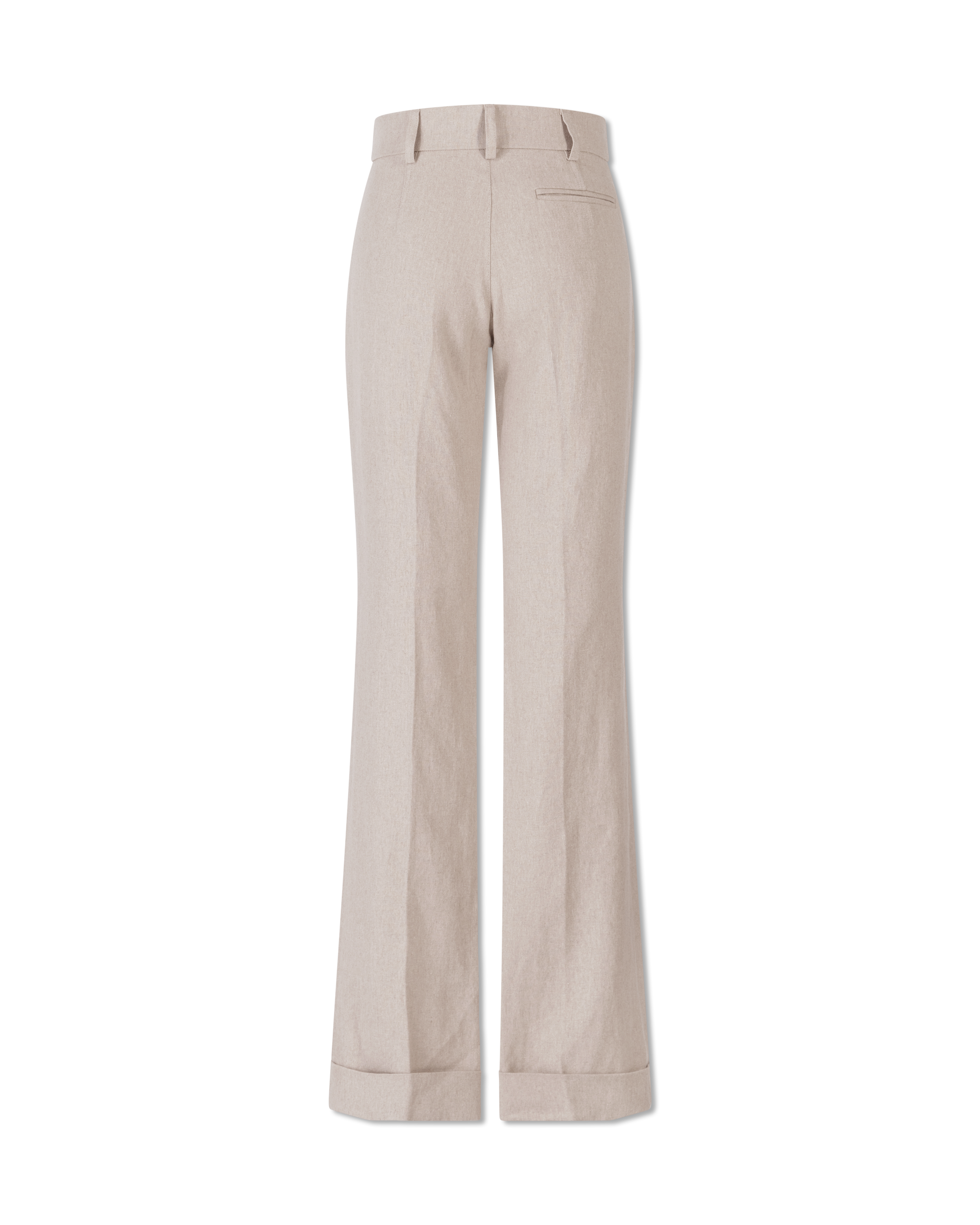 Beige Linen Fresa Straight Leg Cuff Hem Pants by Jacquemus | DIHSAN