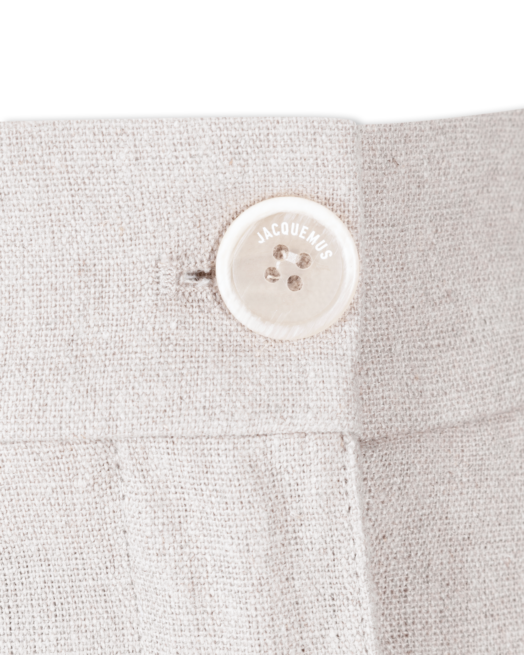 Beige Linen Fresa Straight Leg Cuff Hem Pants by Jacquemus | DIHSAN