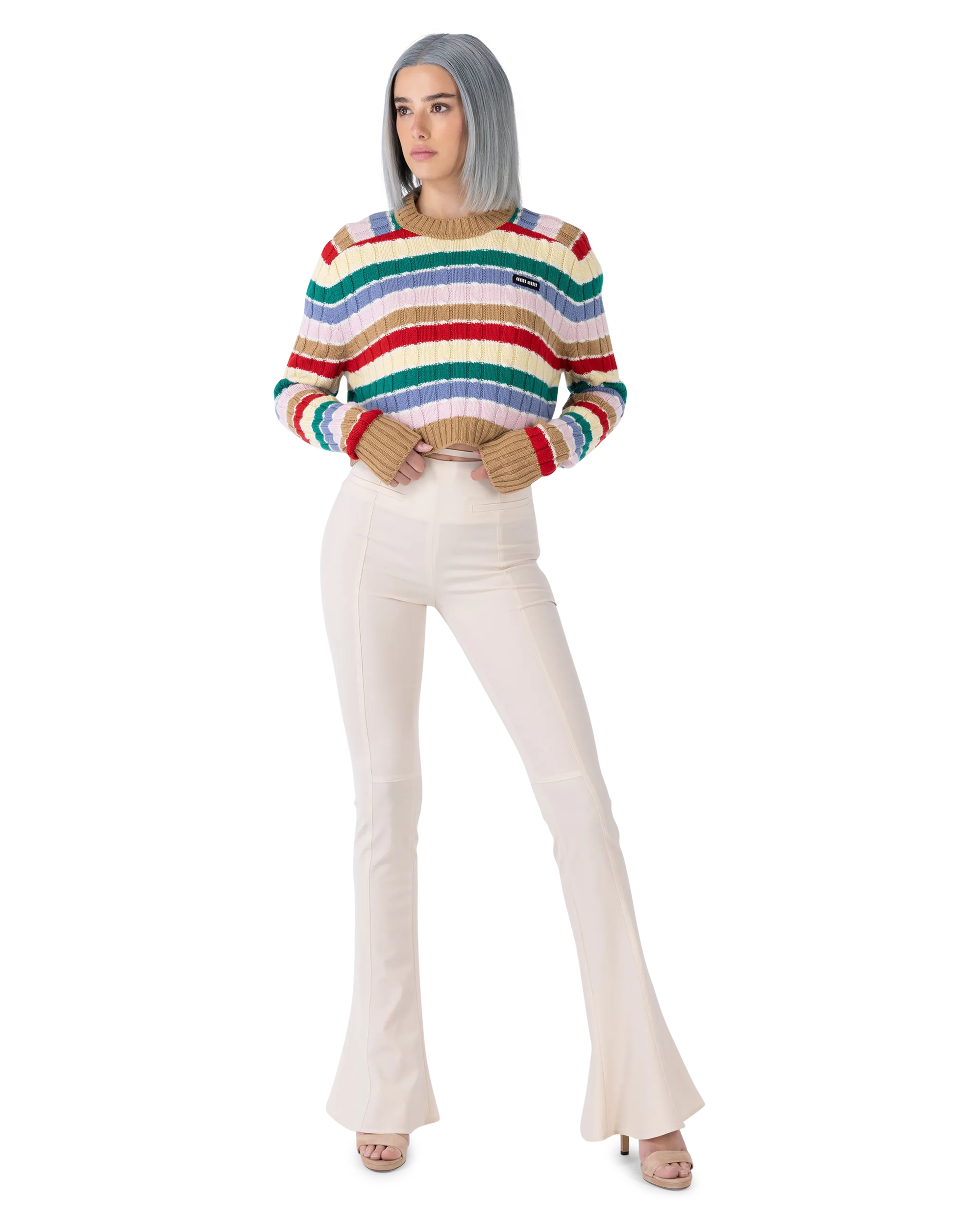 Floral White Virgin Tangelo Flared Pants by Jacquemus | DIHSAN