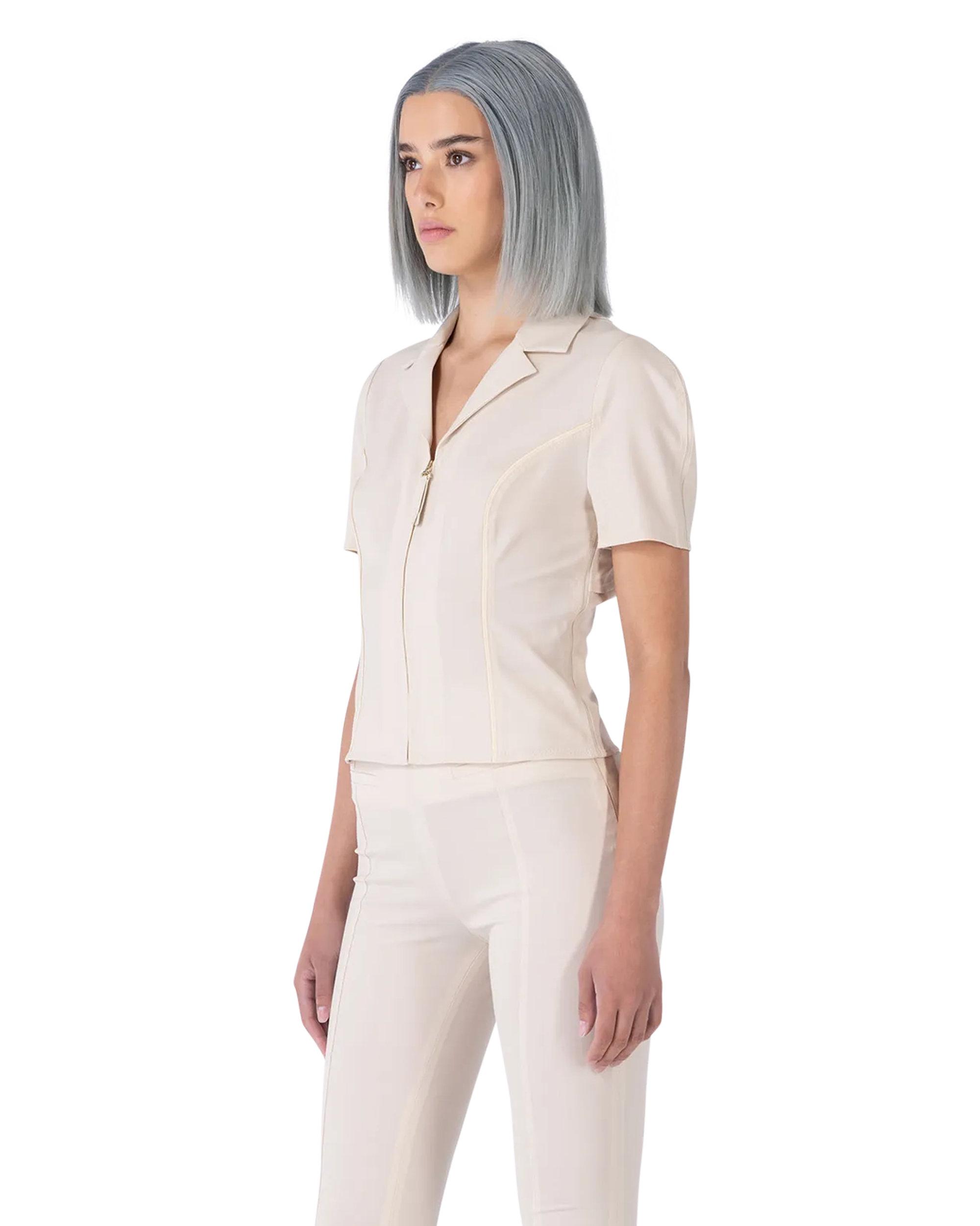 Tangelo Fitted Zip Up Shirt