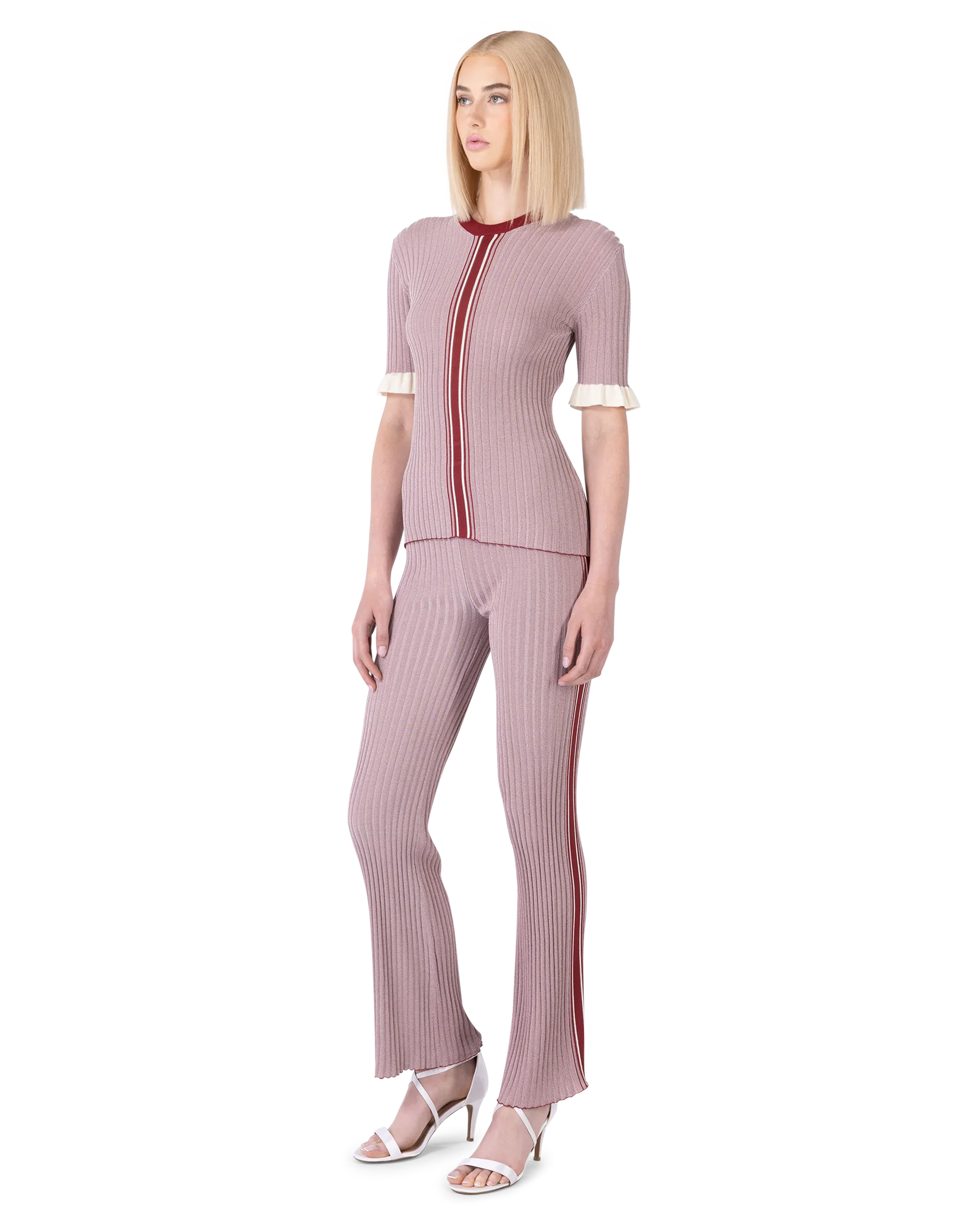 Ribbed Knit Flared Pants