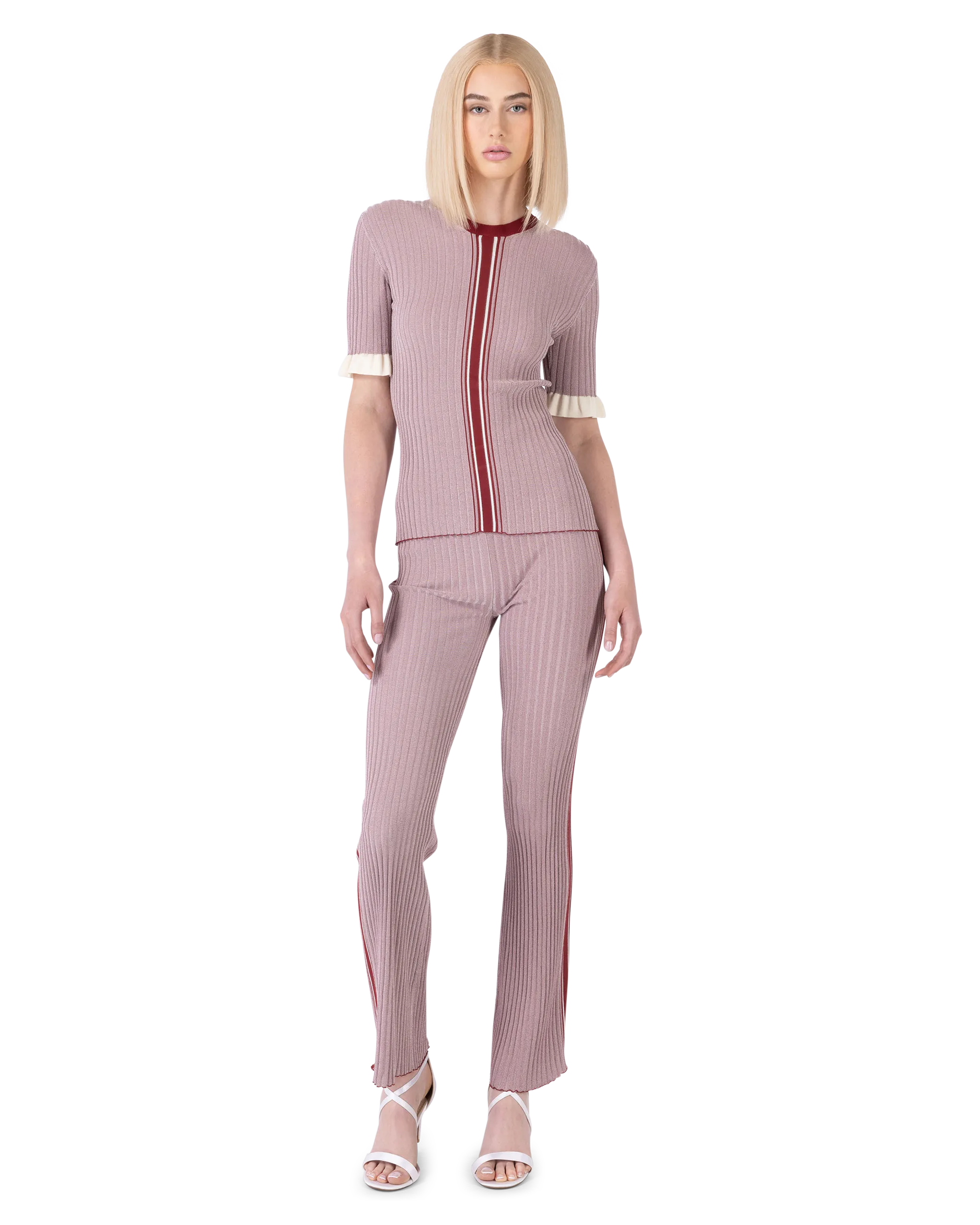 Ribbed Knit Flared Pants