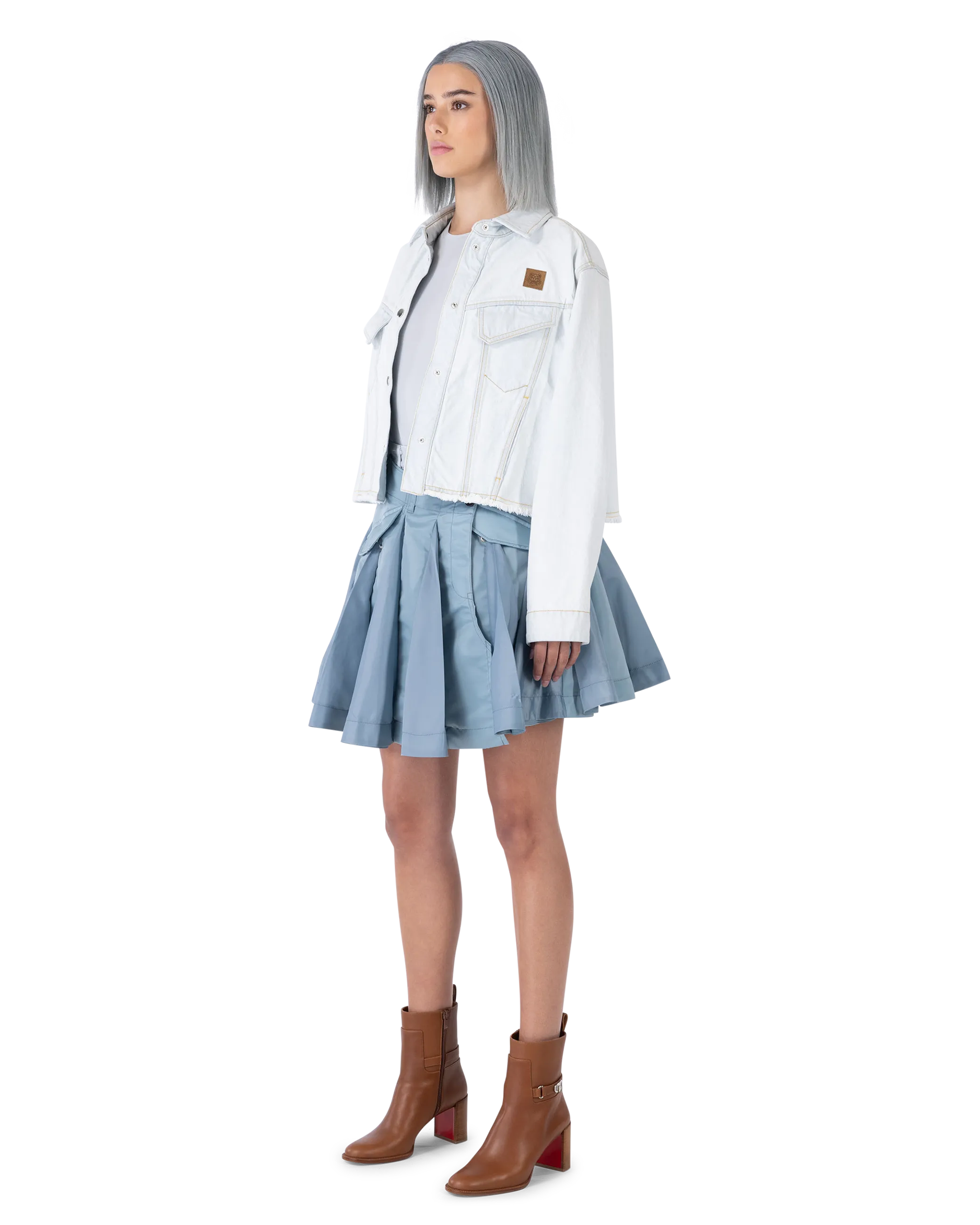 Frayed-Hem Cropped Denim Jacket