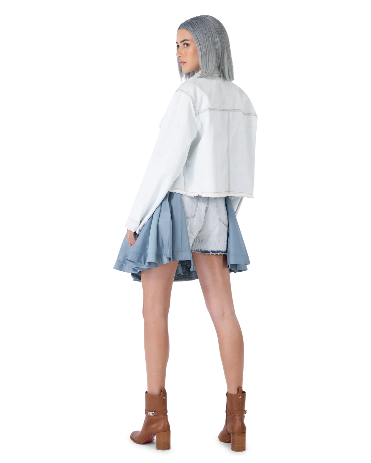 Frayed-Hem Cropped Denim Jacket
