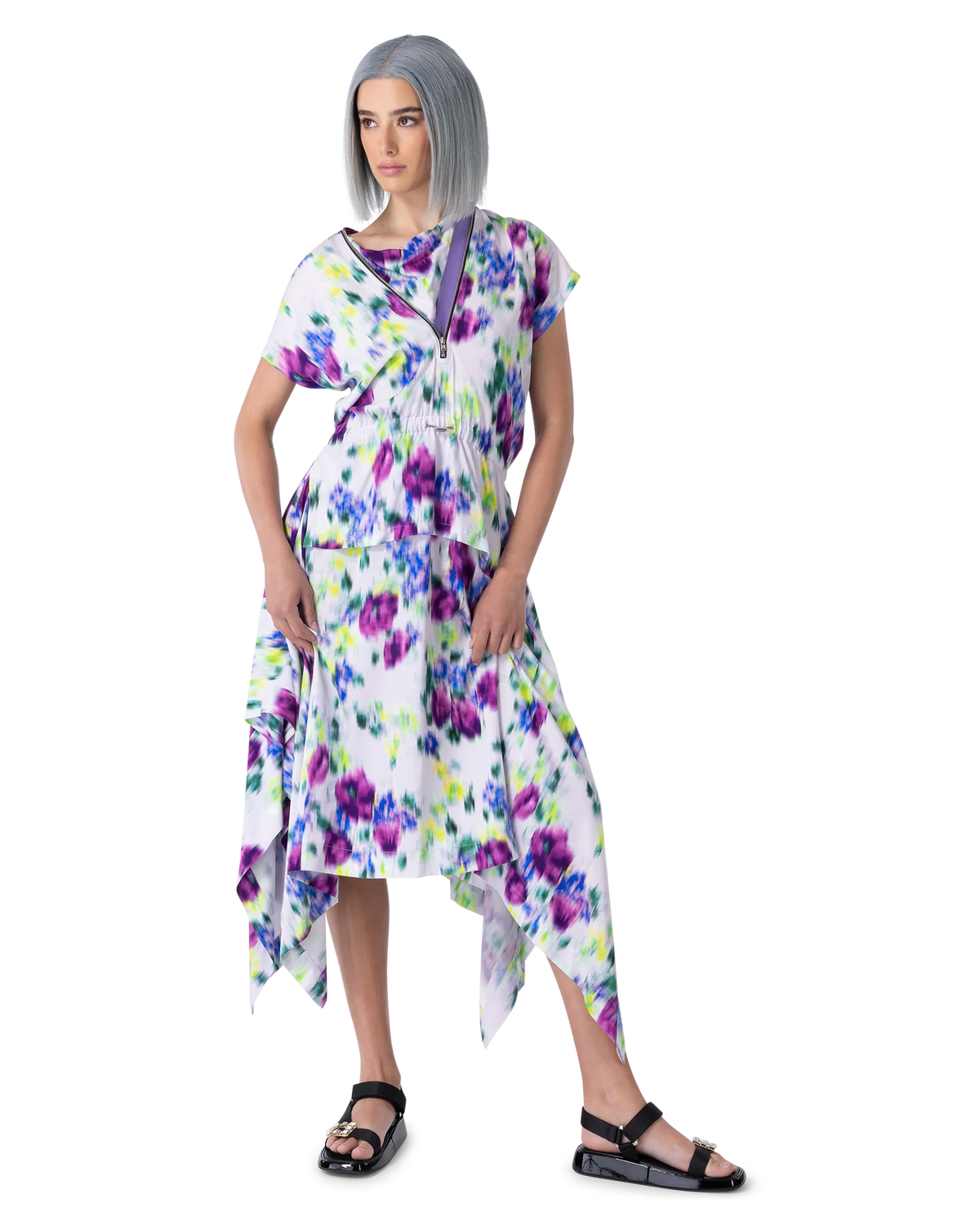 Floral Viscose Floral Printed Short Sleeve Midi Dress by Kenzo | DIHSAN