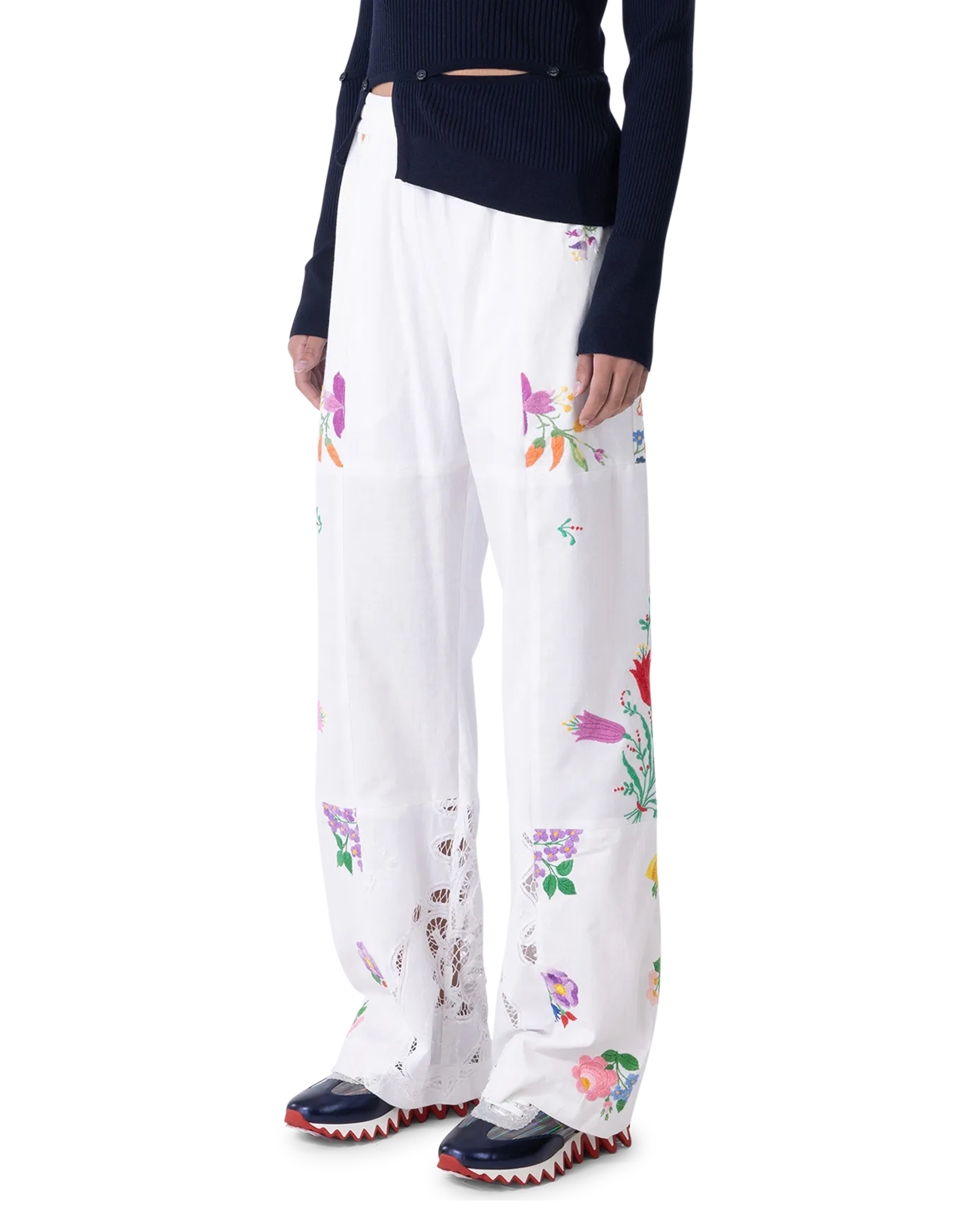 Embroidered Linen Pants