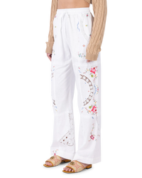Embroidered Linen Pants
