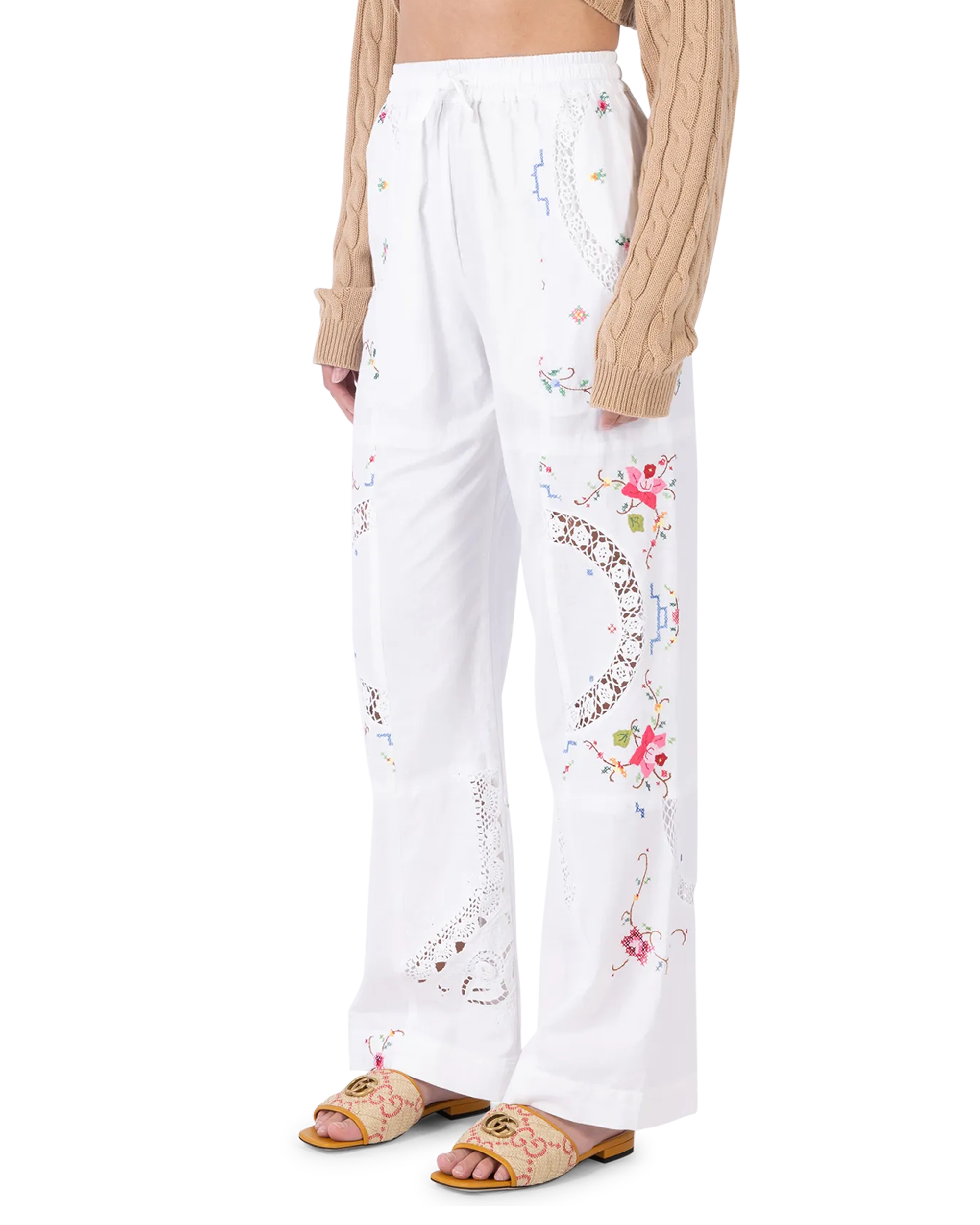 Embroidered Linen Pants