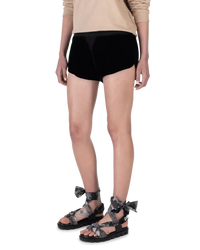 Embroidered Velvet Short Shorts