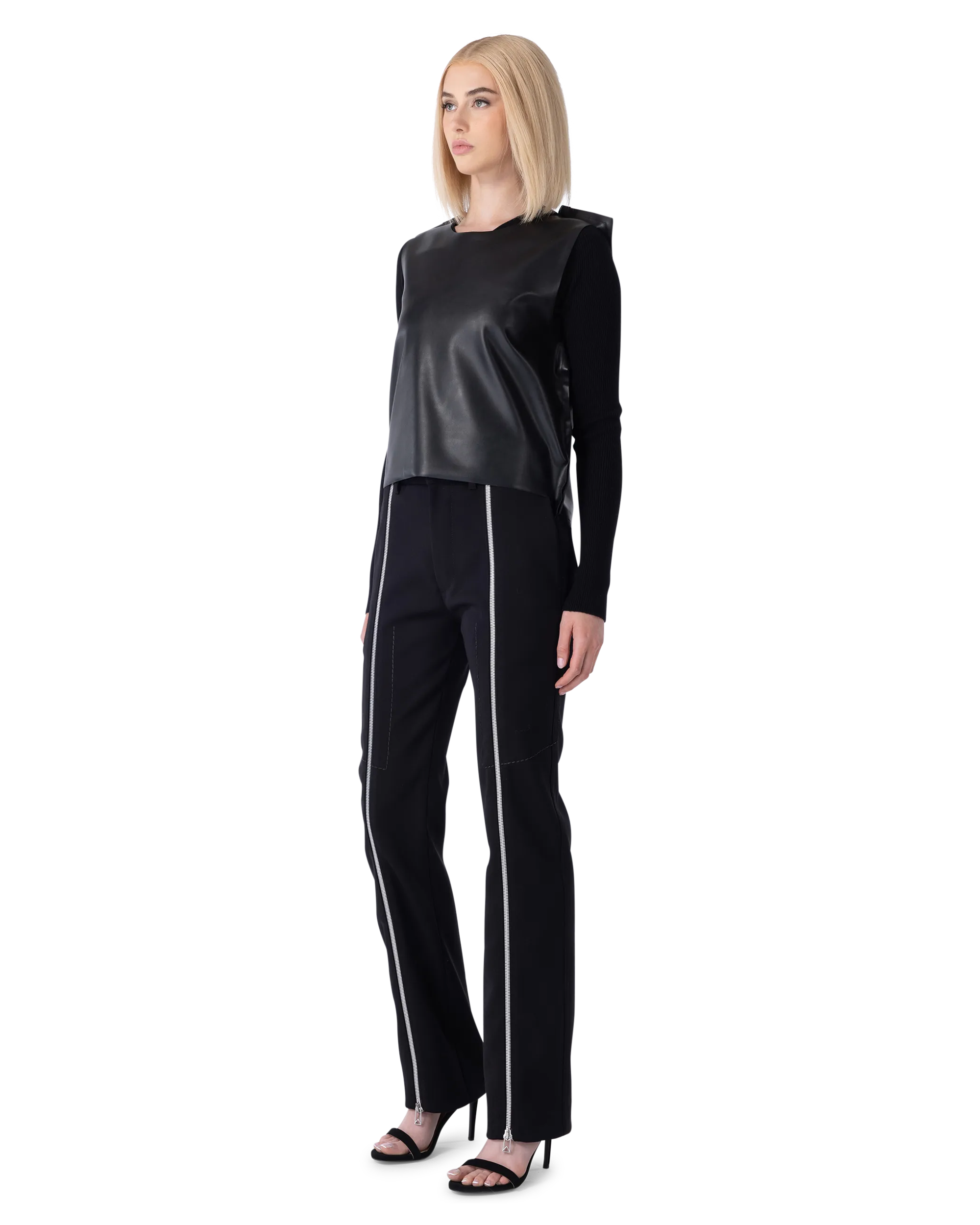 Sleeveless Faux Leather Boxy Top