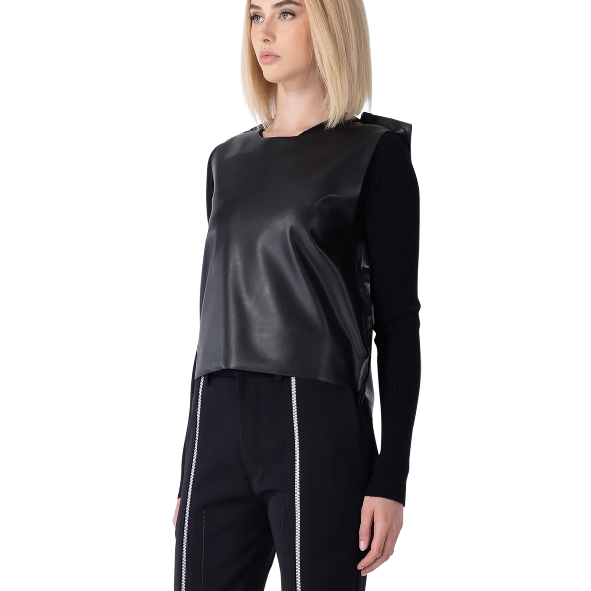 MM6 Maison Margiela Sleeveless Faux Leather Boxy Top | DIHSAN