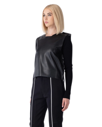 Sleeveless Faux Leather Boxy Top